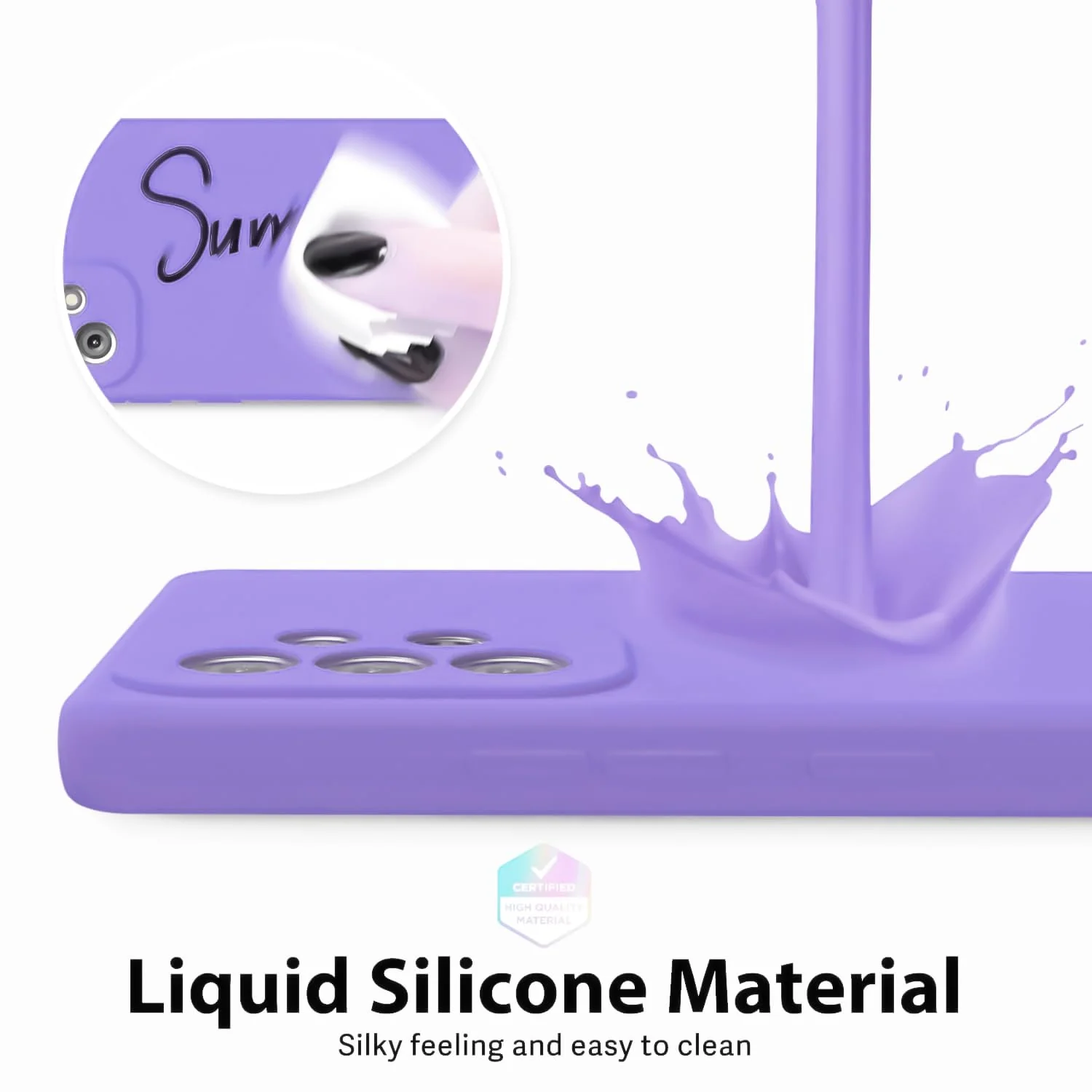 DL3 Mobilak Liquid Silicone Protective Case with Soft Microfiber Lining with Full Camera Protection for Samsung Galaxy A23 5G / 4G - Light Purple