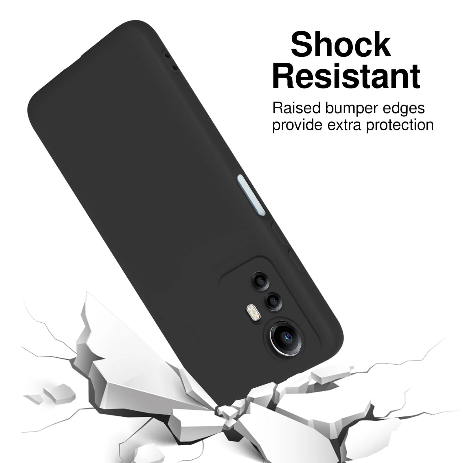 DL3 Mobilak Xiaomi Redmi Note 12S Case, Soft Flexible Liquid Silicone Gel Rubber Bumper Cover, Full Body Shockproof Protective Phone Case - Black