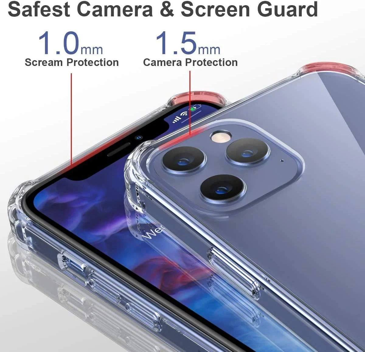 DL3 Mobilak Clear TPU Case for iPhone 12 Pro Max, Camera protection, Shock-absorbing protection, Non-slip grip - Clear