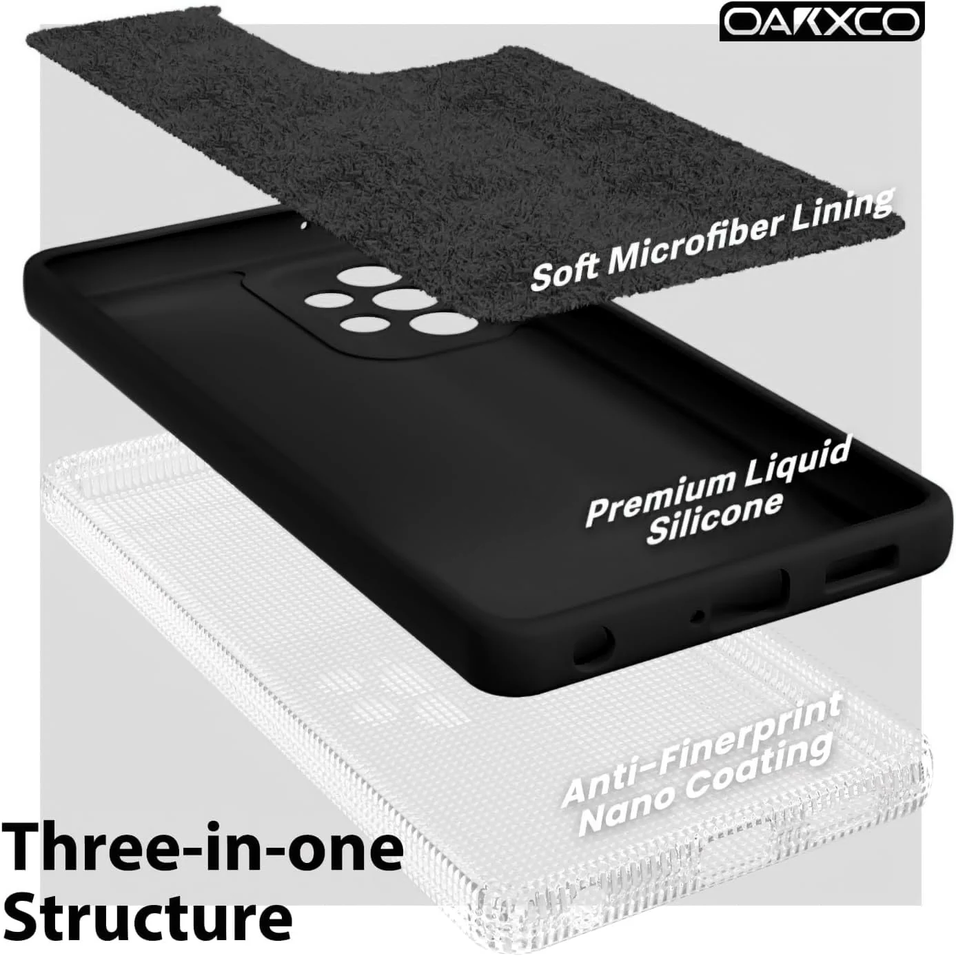 DL3 Mobilak Liquid Silicone Protective Case with Soft Microfiber Lining with Full Camera Protection for Samsung Galaxy A73 - Black