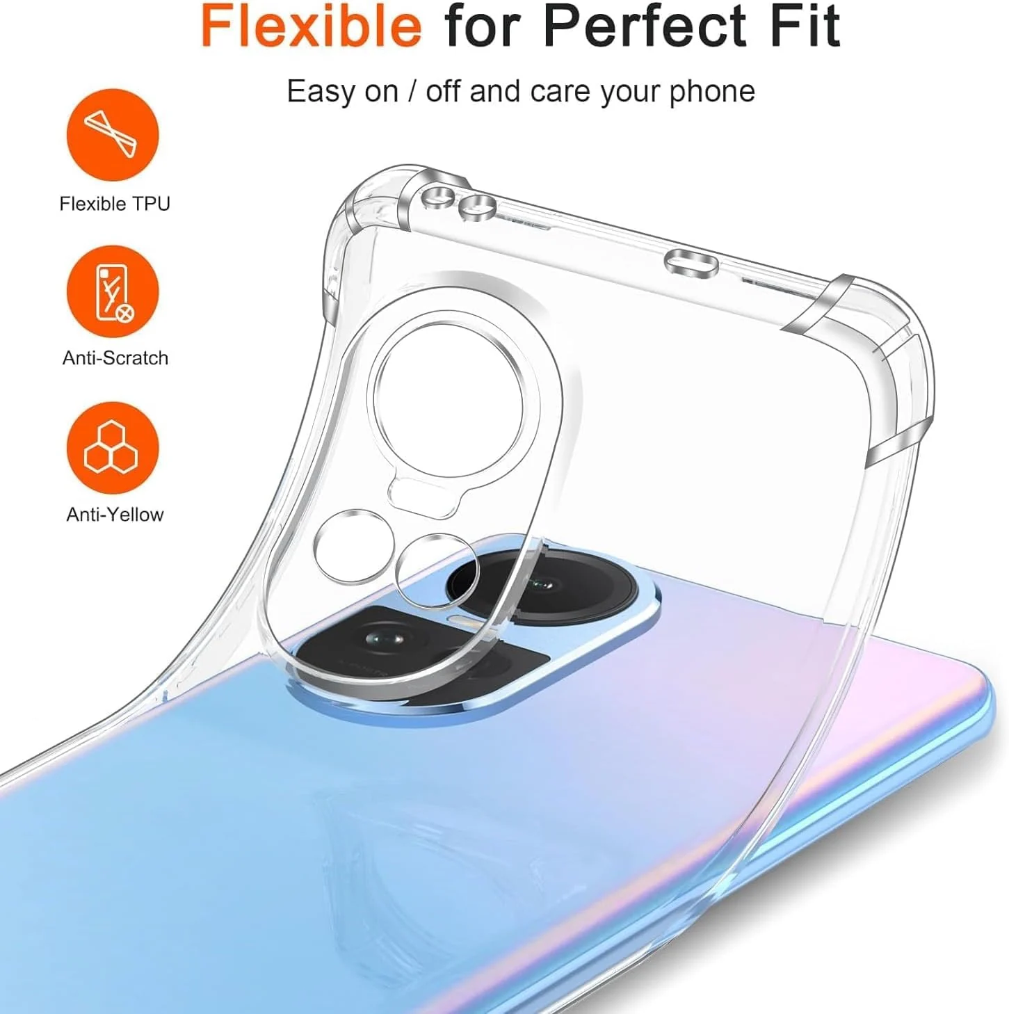 DL3 Mobilak Case Compatible with Reno 10 5G & 10 Pro 5G, Cover Silicone TPU Gorilla Anti-shock Protector Camera Shockproof Corners - Clear
