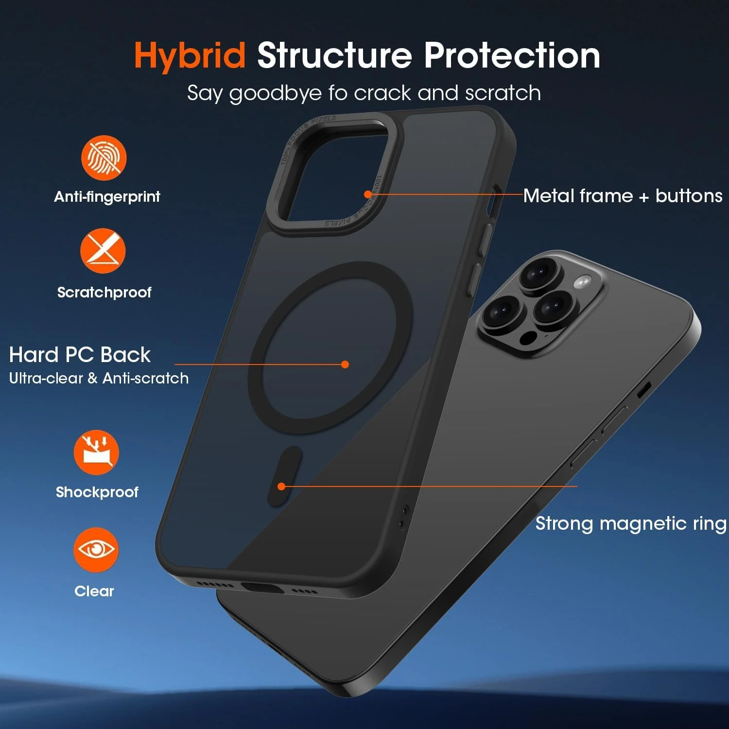 DL3 Mobilak Translucent Matte Case for iPhone 11 Pro Max 6.5-Inch, Compatible with MagSafe accessories, Supports wireless charging, Built-in magnetic car-mount support - Black
