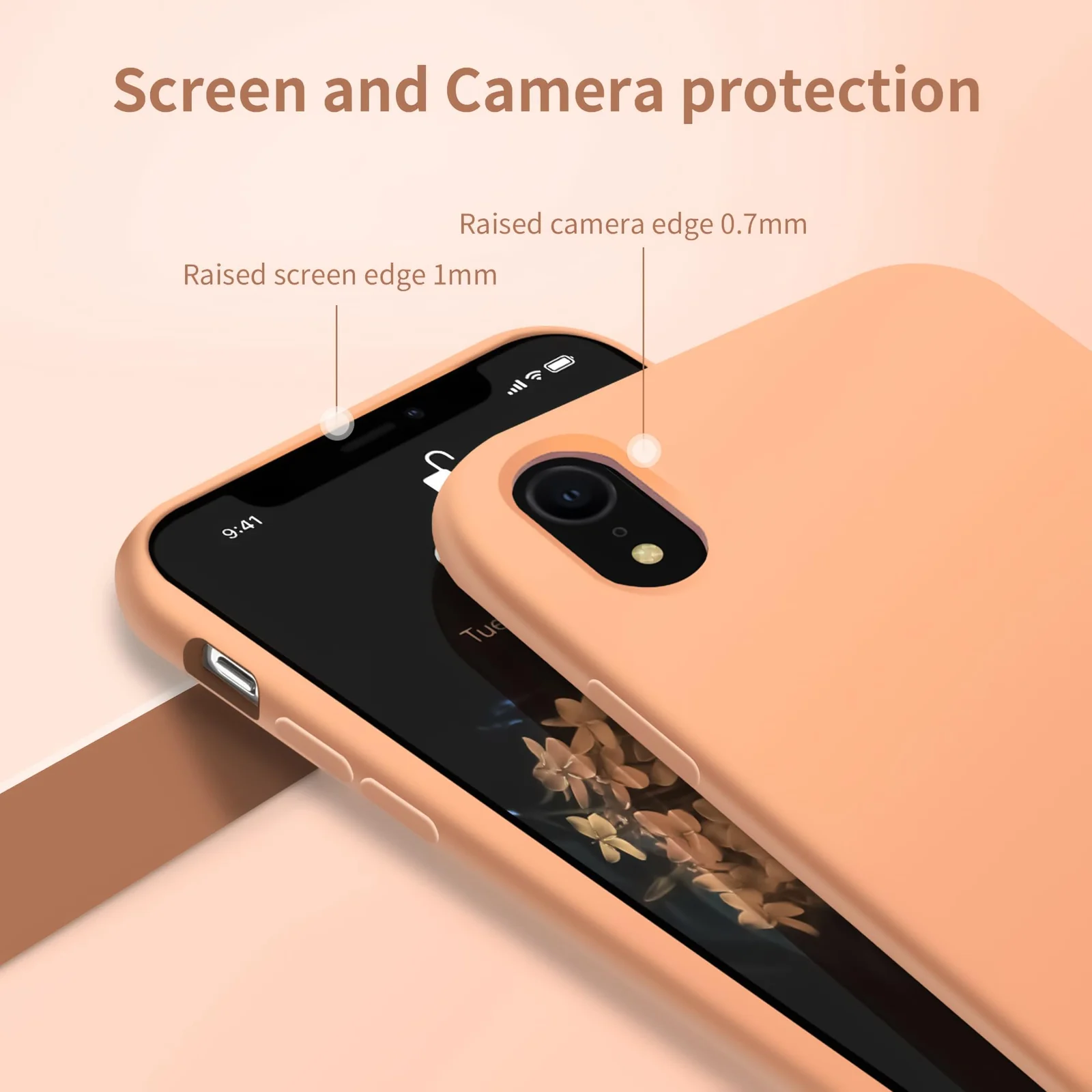 DL3 Mobilak Compatible with iPhone XR Case, Liquid Silicone Case, Full Body Protective Cover, Shockproof, Slim Phone Case, Anti-Scratch Soft Microfiber Lining - A. Orange