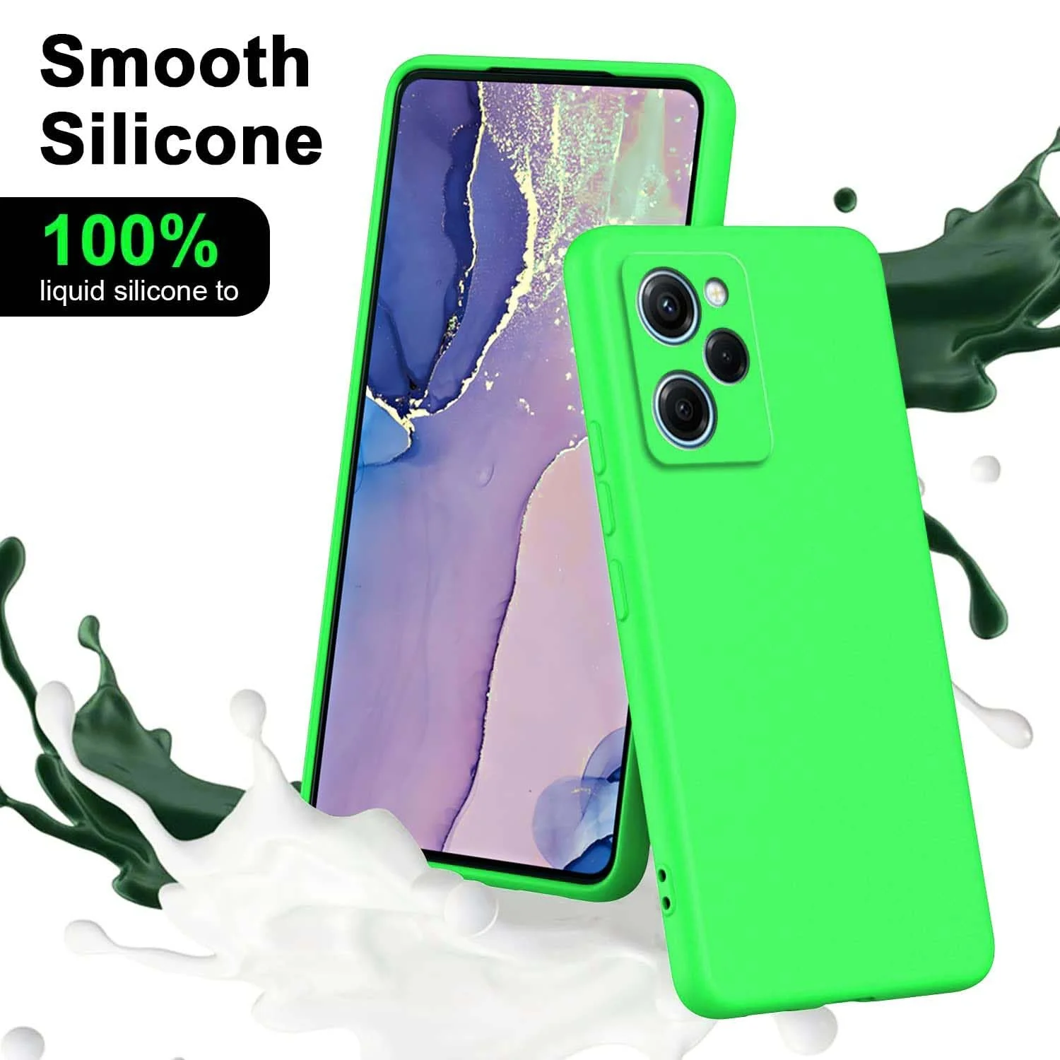 DL3 Mobilak Silicone Protective Case for POCO X5 Pro 5G, Shock-absorbing protection, Scratch-resistant surface, Soft microfiber lining - Neon Green