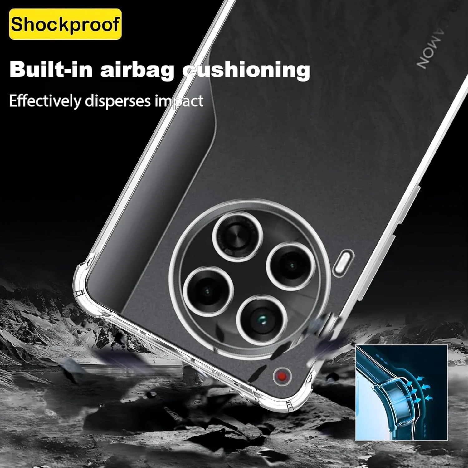 DL3 Mobilak Case Compatible with Tecno CAMON 30 4G/5G, Cover Silicone TPU Gorilla Anti-shock Protector Camera Shockproof Corners - Clear