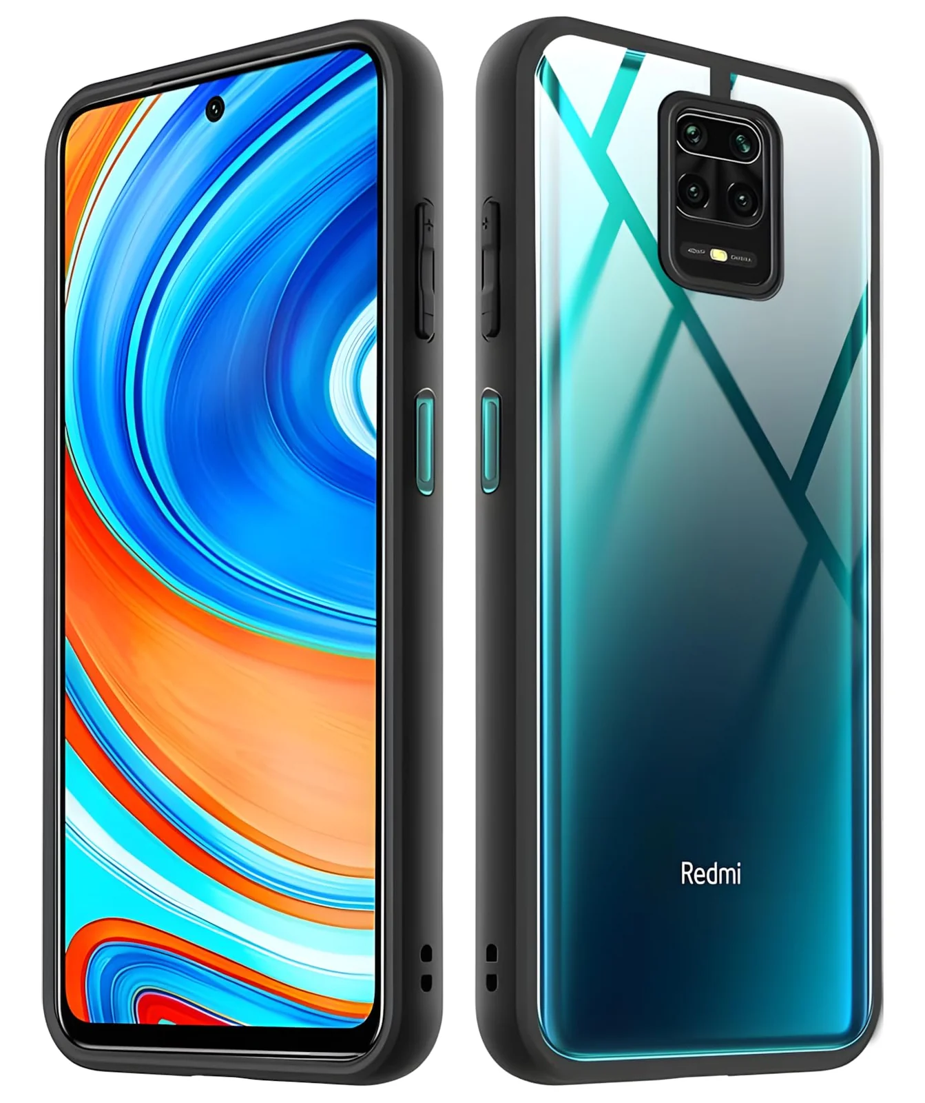DL3 MOBILAK Clear Three-Layer Protective Phone Case for Xiaomi Redmi Note 9s and Note 9 Pro - Black
