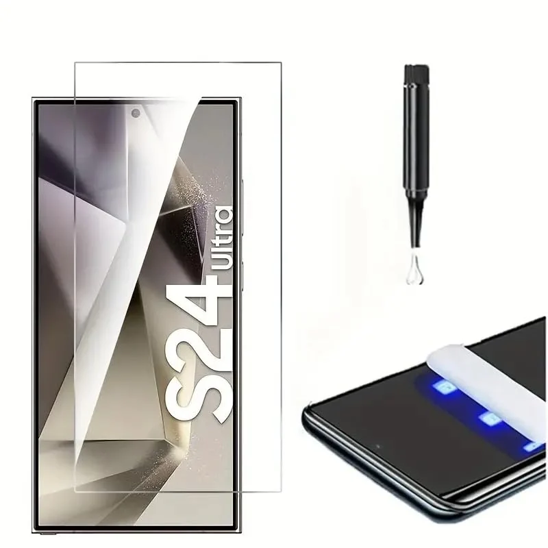DL3 Mobilak Full Glass Screen Protector For Samsung Galaxy S24 Ultra UV Tempered Glass Full Glue Cover Screen Protector For Samsung Galaxy S24 Ultra Fingerprint Unlock Screen Glass Film - Clear