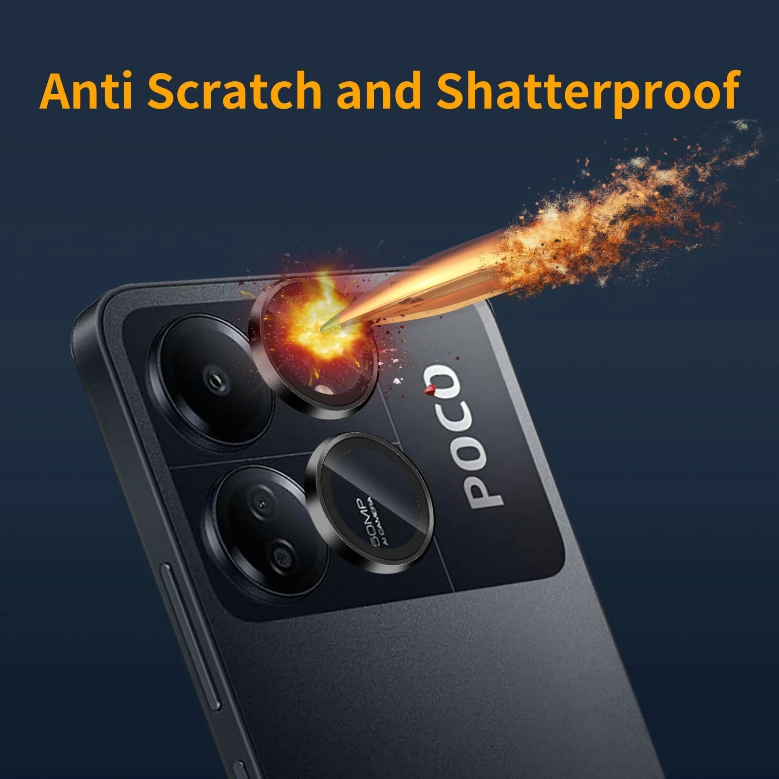 DL3 Mobilak Camera Lens Protector for Xiaomi Redmi 13C / Xiaomi Poco C65 Accessories, 9H Tempered Glass Metal Individual Ring Camera Cover Screen Protector, Case Friendly, Anti Scratch - Black