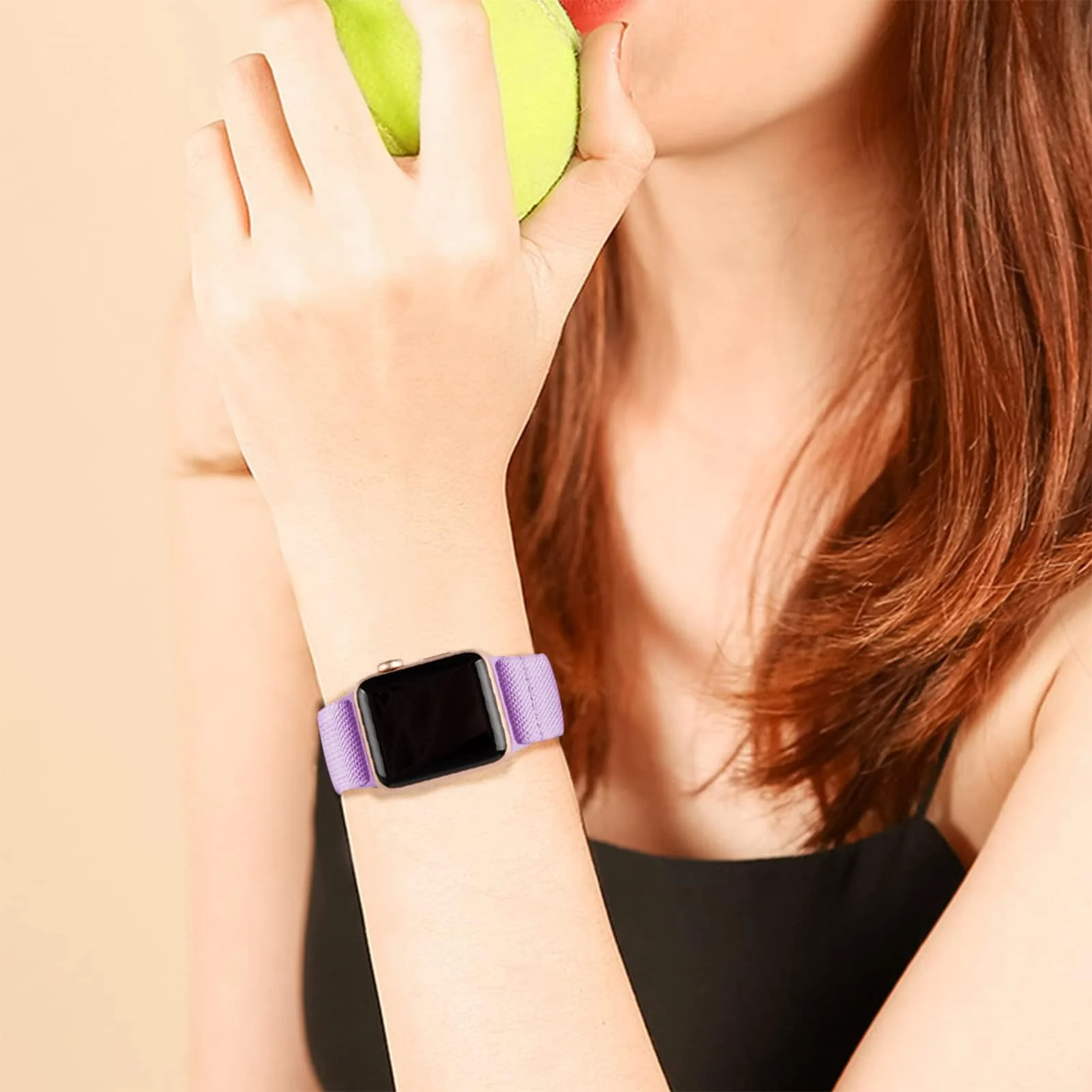 DL3 Mobilak Nylon Solo Loop Straps For Apple Watch Band 49mm 45mm 44mm 42mm 41mm 40mm 38mm, Elastic Wristbands for iwatch Ultra Series 9 8 7 6 5 4 3 2 1 Se (38MM/40MM/41MM) - Light Purple