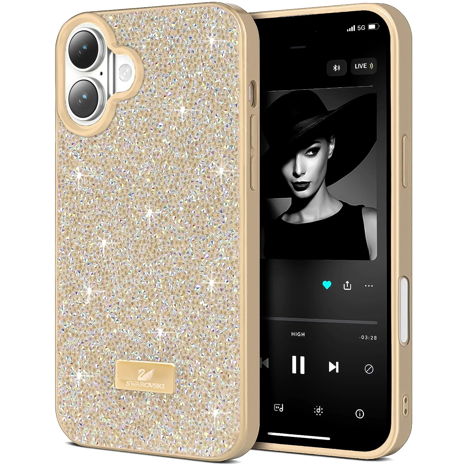 DL3 Mobilak Glitter Protective Case for iPhone 17 6.3-Inch, Supports wireless charging, Shock-absorbing protection, Scratch-resistant surface