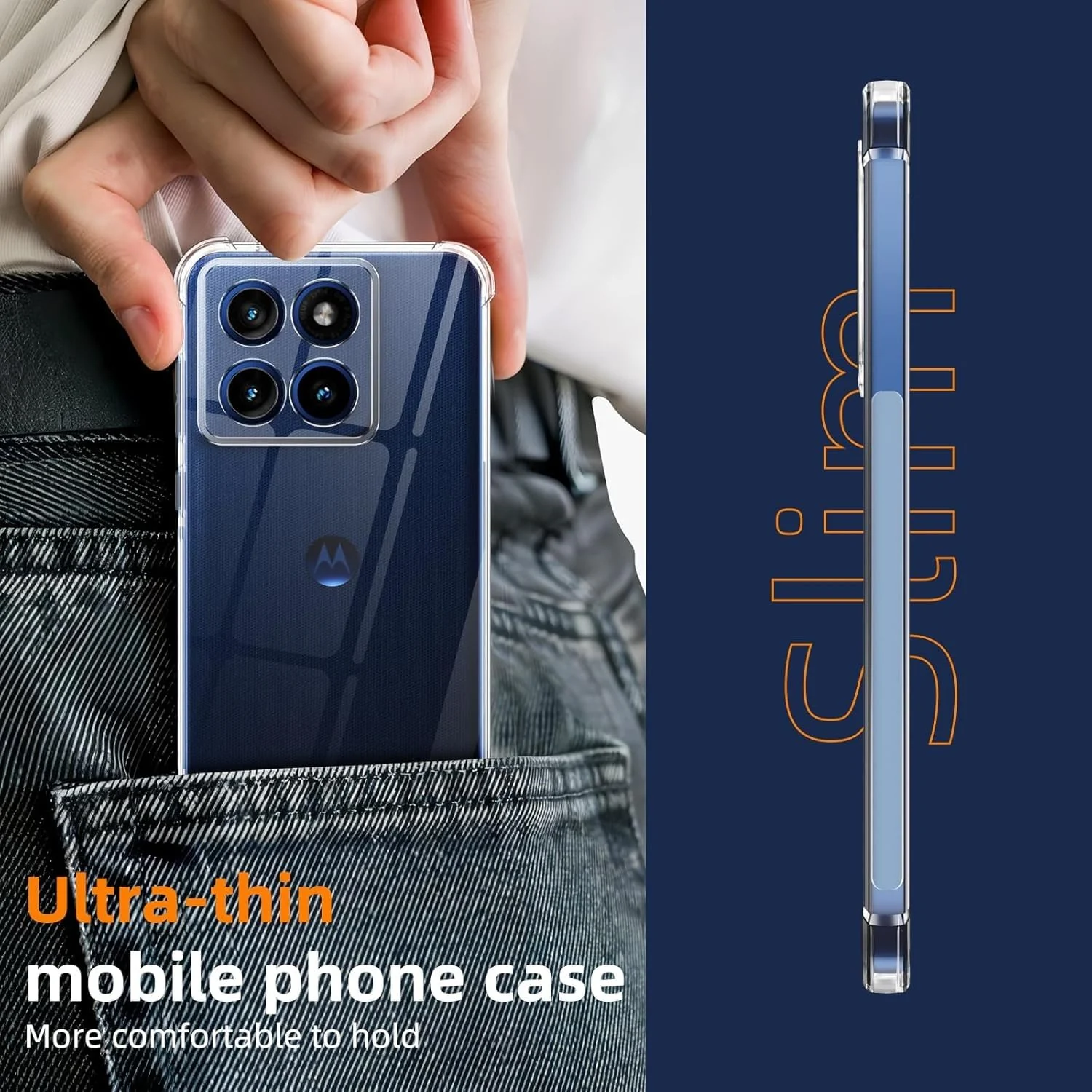 DL3 Mobilak Case Compatible with Motorola Moto Edge 60 Fusion 5G / Edge 60 5G, Cover Silicone TPU Gorilla Anti-shock Protector Camera Shockproof Corners - Clear