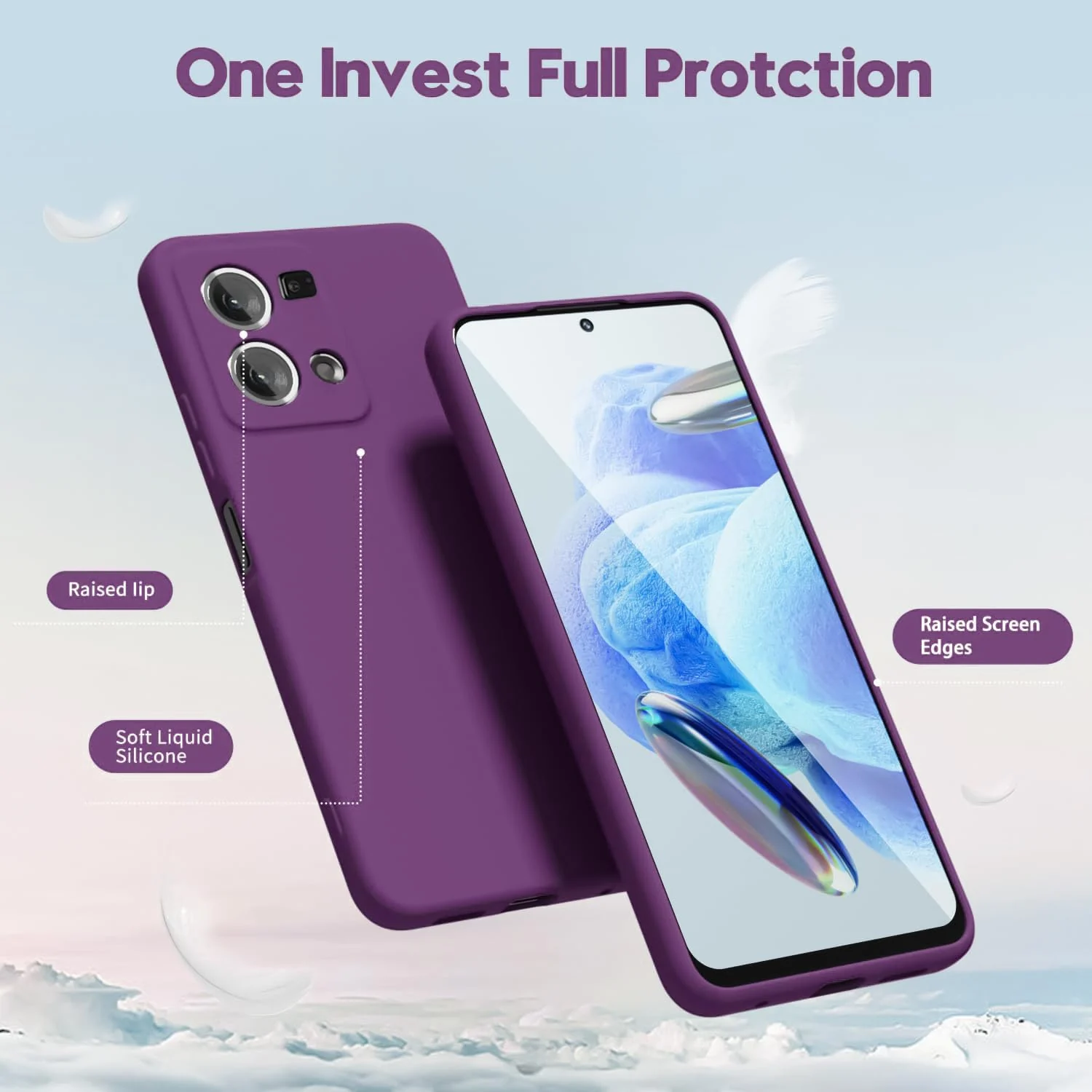 DL3 Mobilak Liquid Silicone Protective Case with Soft Microfiber Lining with Full Camera Protection for OPPO Reno 8 4G / Reno 7 4G / F21 Pro 4G / F21S Pro 4G - Violet