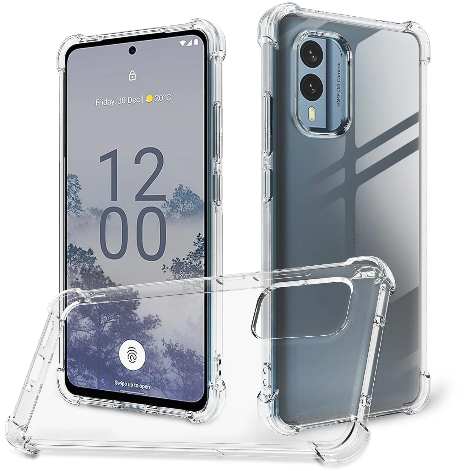 DL3 Mobilak Case Compatible with Nokia X30 5G, Cover Silicone TPU Gorilla Anti-shock Protector Camera Shockproof Corners - Clear