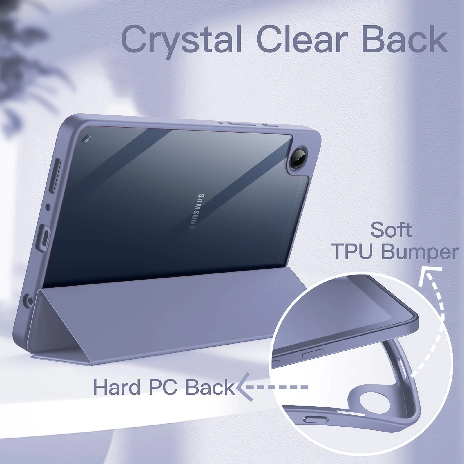 DL3 Mobilak Samsung Galaxy Tab A9+/ A9 Plus Case 11 inch 2023 (SM-X210/X216/X218) with Pen Holder, Soft TPU Back Trifold Stand Protective Smart Cover Flip, Auto Wake&Sleep - A-lavender
