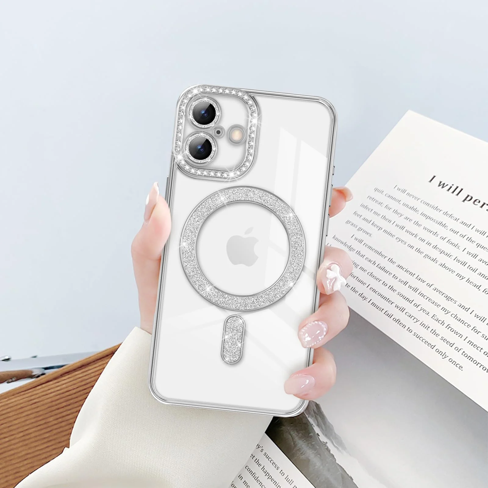 DL3 Mobilak MagSafe-Compatible Magnetic Case for iPhone 17 with Camera Protection and Magnetic Car-Mount Support - Silver