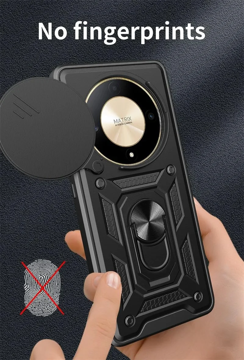 DL3 Mobilak Silicone Protective Case for Honor X9a with Slide Camera, Built-in magnetic car-mount support, Shock-absorbing protection, Built-in kickstand - Rose Gold