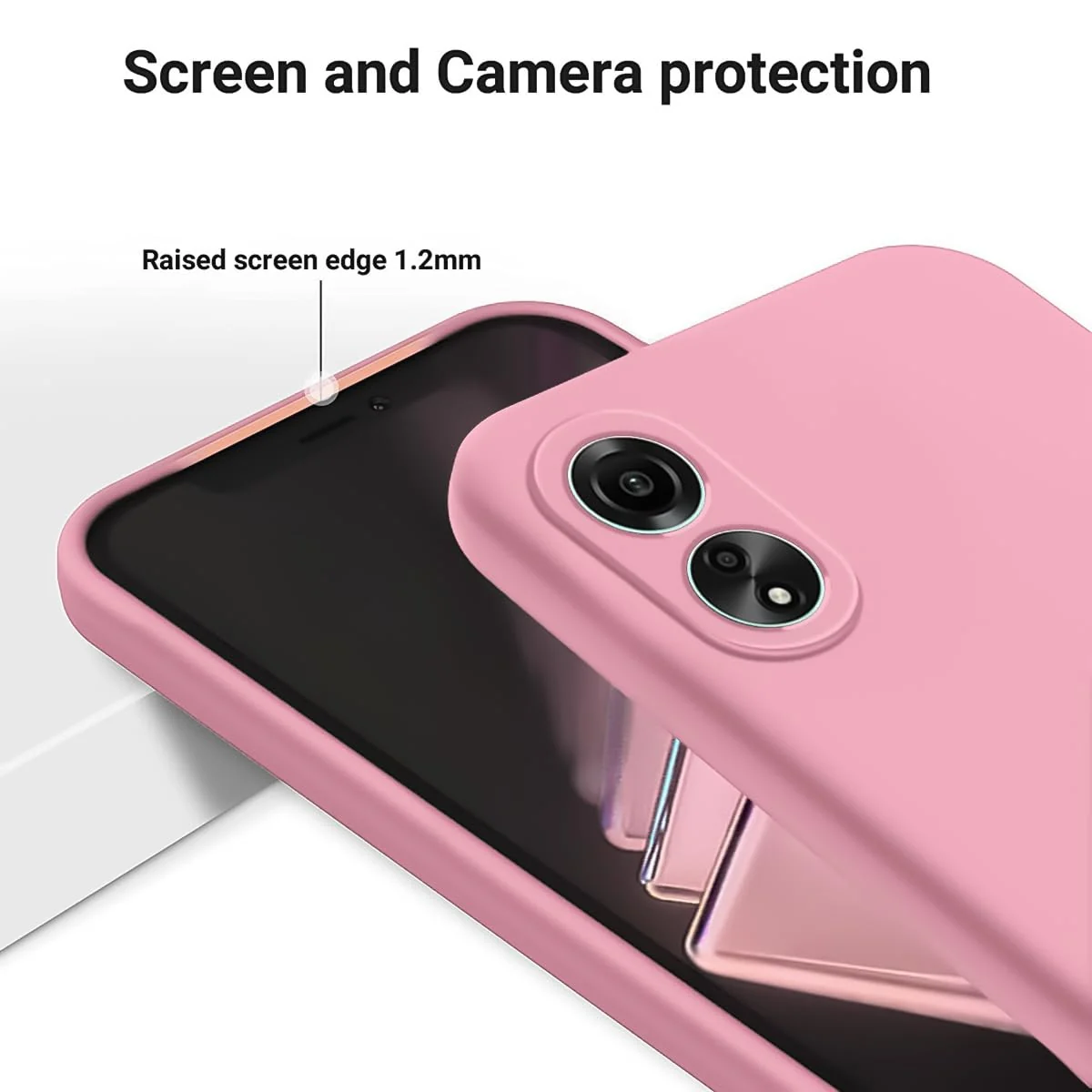 DL3 Mobilak Silicone Protective Case for OPPO A18, Shock-absorbing protection, Scratch-resistant surface, Soft microfiber lining - Pink