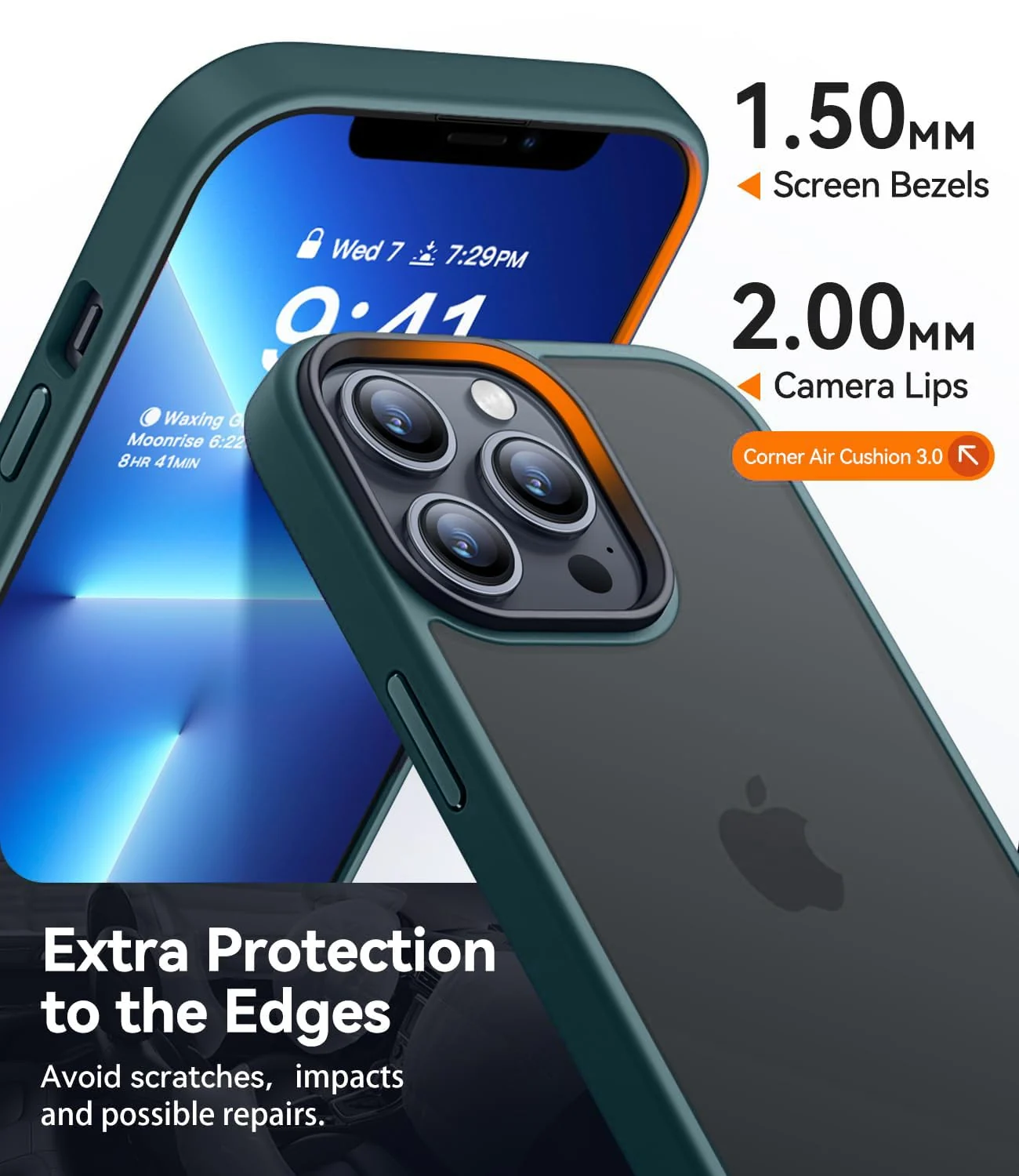 DL3 Mobilak Translucent Matte Case for iPhone 13 Pro / iPhone 14, Supports wireless charging, Camera protection, Shock-absorbing protection - Pine Green