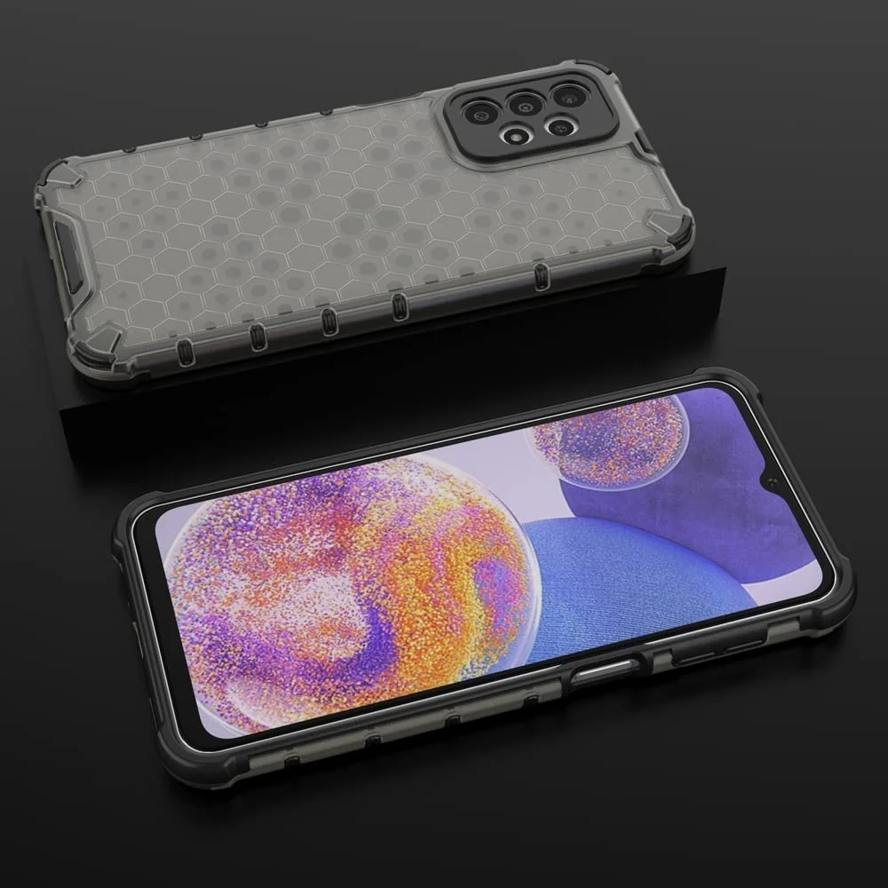 DL3 Mobilak Honeycomb Protective Case for Samsung Galaxy A23 5G / 4G, Shock-absorbing protection, Transparent design, Slim, lightweight profile - Black