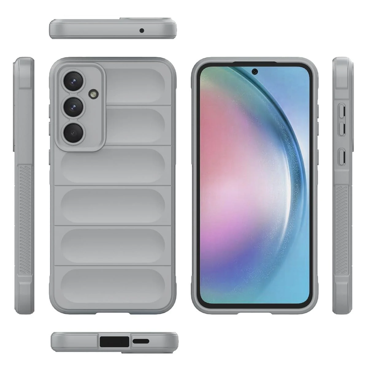 DL3 Mobilak Silicone Case for Samsung Galaxy A35 5G Heavy Duty Protective [Slim Fit] Shockproof Soft Flexible Protective Design Shock-Absorption TPU Cover With Camera Protection - Gray