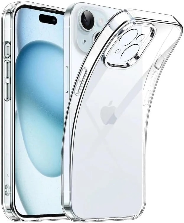 DL3 Mobilak Camera Protective Case Compatible with iPhone 15+ Plus/iPhone 14 Plus 6.7-Inch Case, Mobile Phone Case Thin Soft Silicone Anti-Yellow Protective Case - Clear