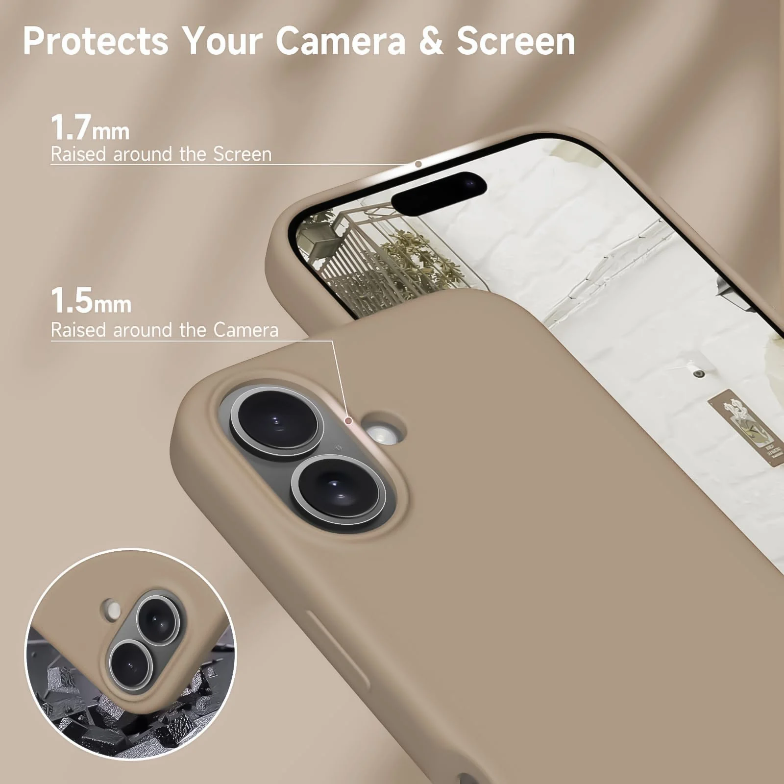 DL3 Mobilak Liquid Silicone Case for iPhone 17 6.3-Inch, Supports wireless charging, Shock-absorbing protection, Scratch-resistant surface - Desert
