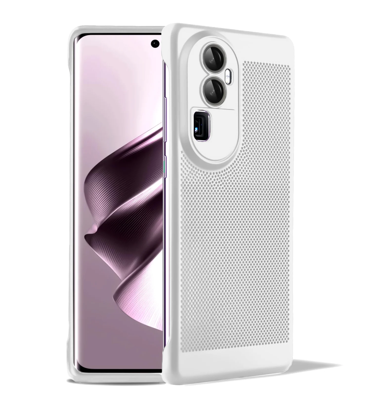 DL3 Mobilak Heat-Dissipation Hard PC Case with Built-In Camera Lens Protector for OPPO Reno 10 Pro Plus - White