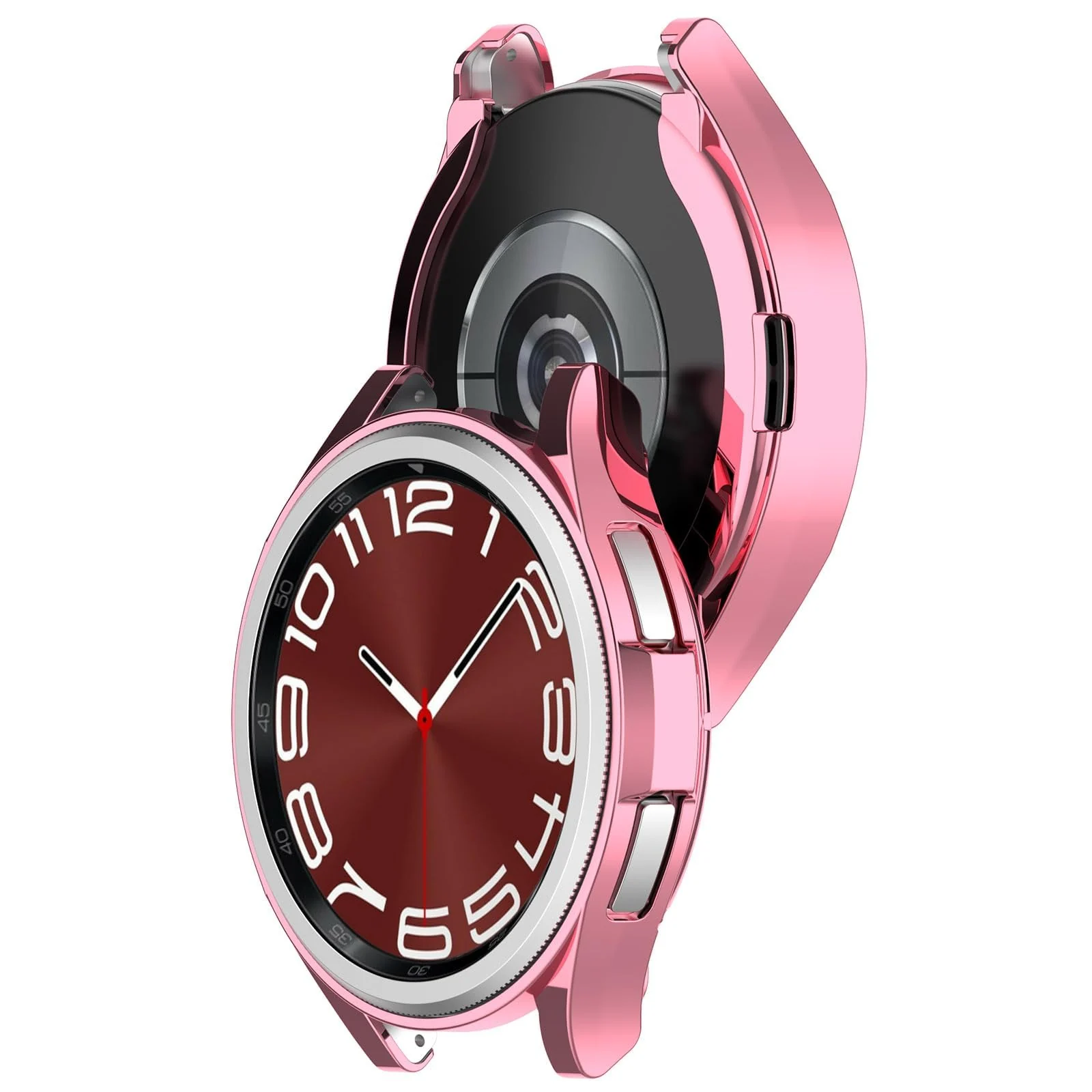 DL3 Mobilak Bumper Case Protector for Samsung Galaxy Watch 6 Classic 43mm, [NO Screen Film] Flexible Lightweight Glossy TPU Edge Case Protective Cover Galaxy Watch 6 Classic 43mm - Pink