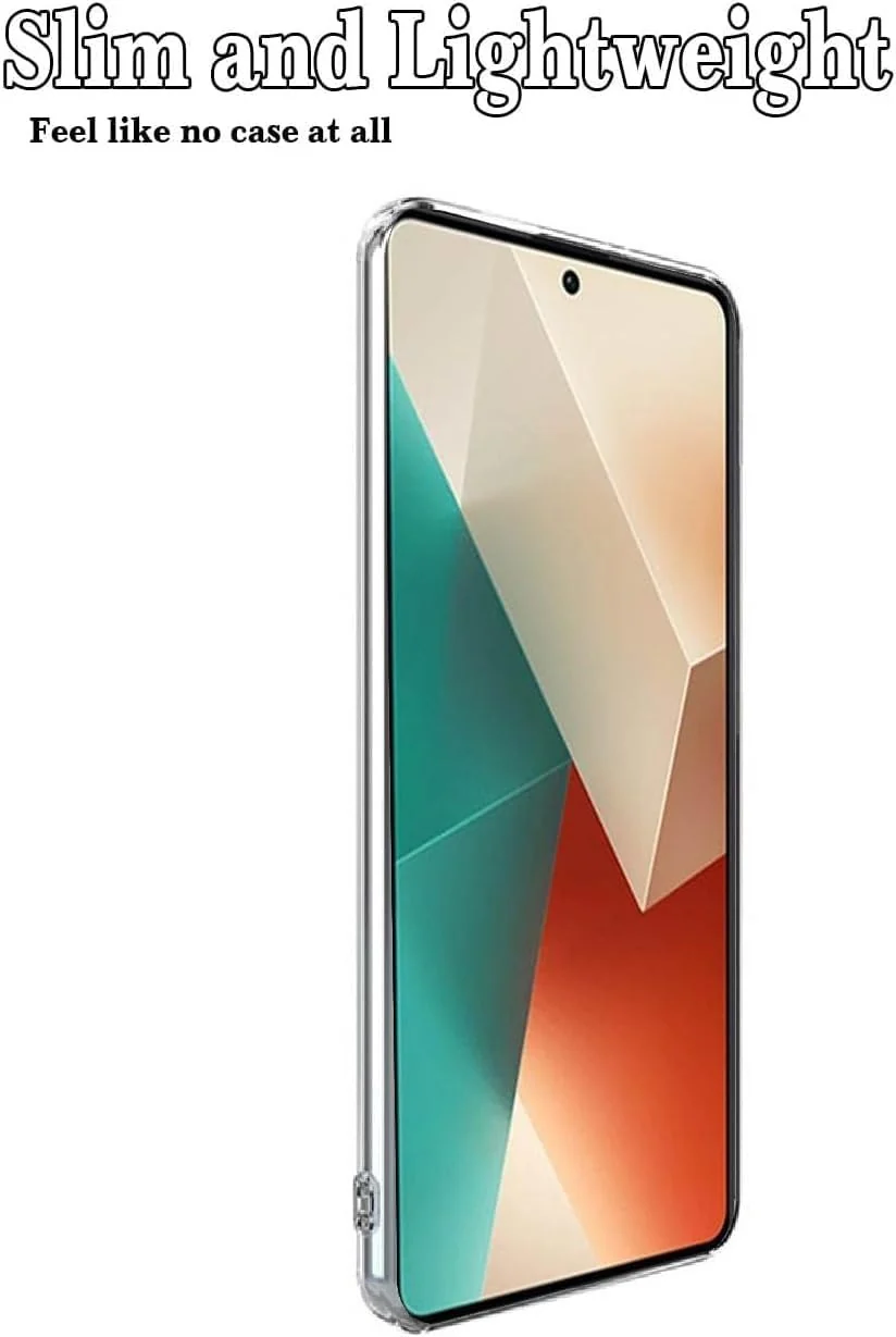 DL3 Mobilak Case Compatible with Xiaomi Redmi Note 13 4G (Not Fit 5G) Case Crystal Soft TPU Gel Case Flexible Silicone Anti-Scratch Camera Protection TPU Cover - Clear