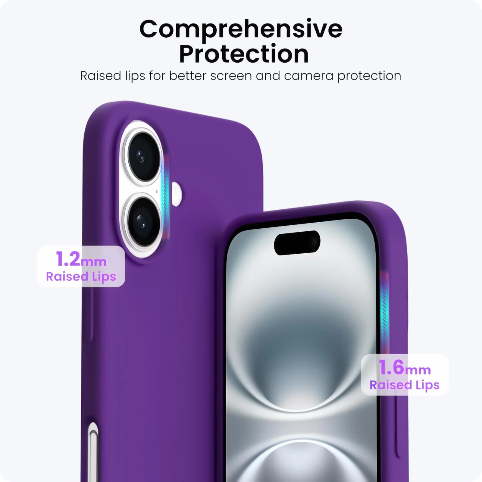 DL3 Mobilak Liquid Silicone Protective Case with Soft Microfiber Lining for iPhone 16 - Purple