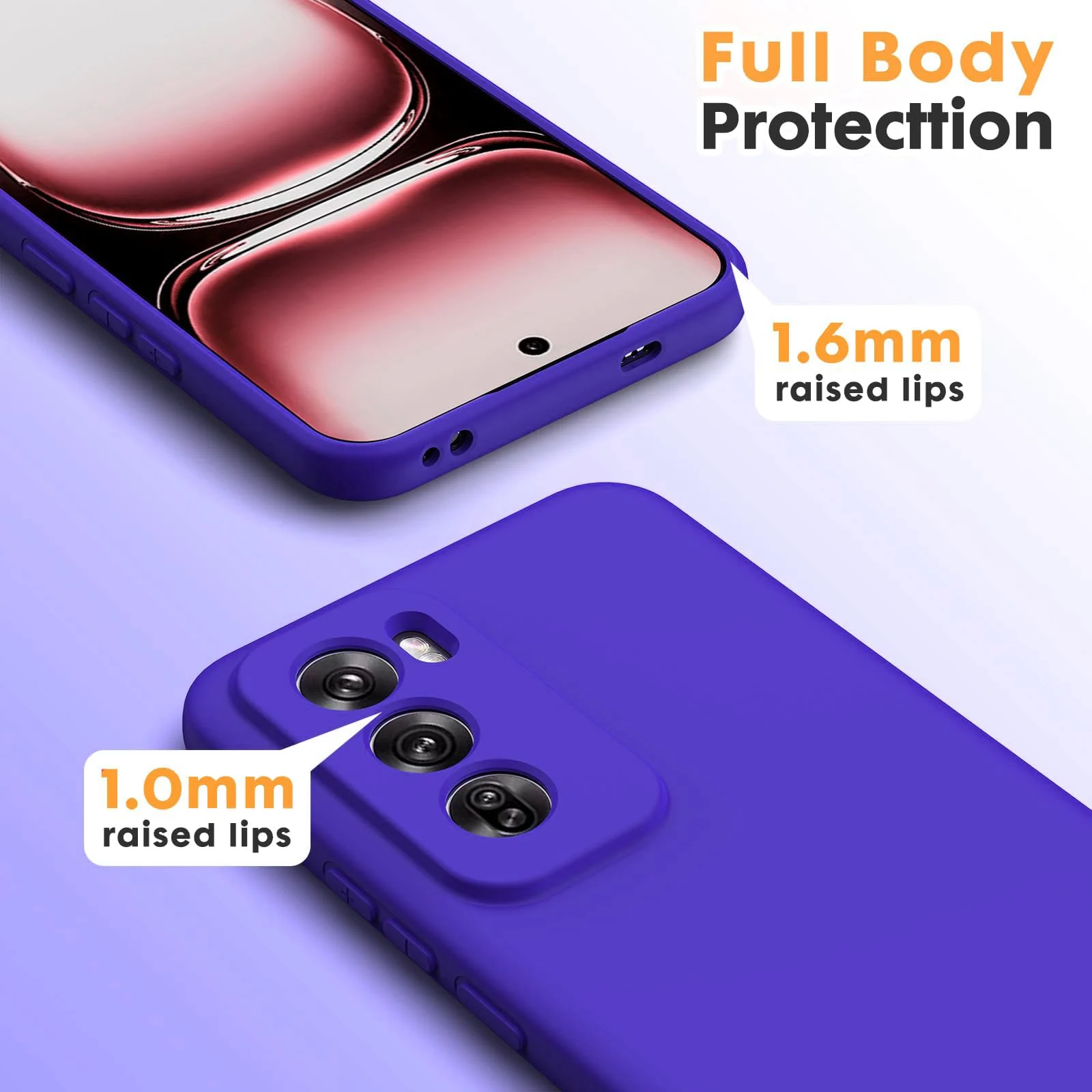 DL3 Mobilak Liquid Silicone Protective Case for OPPO Reno 12 5G with Camera Protection and Microfiber Lining - Pepsi