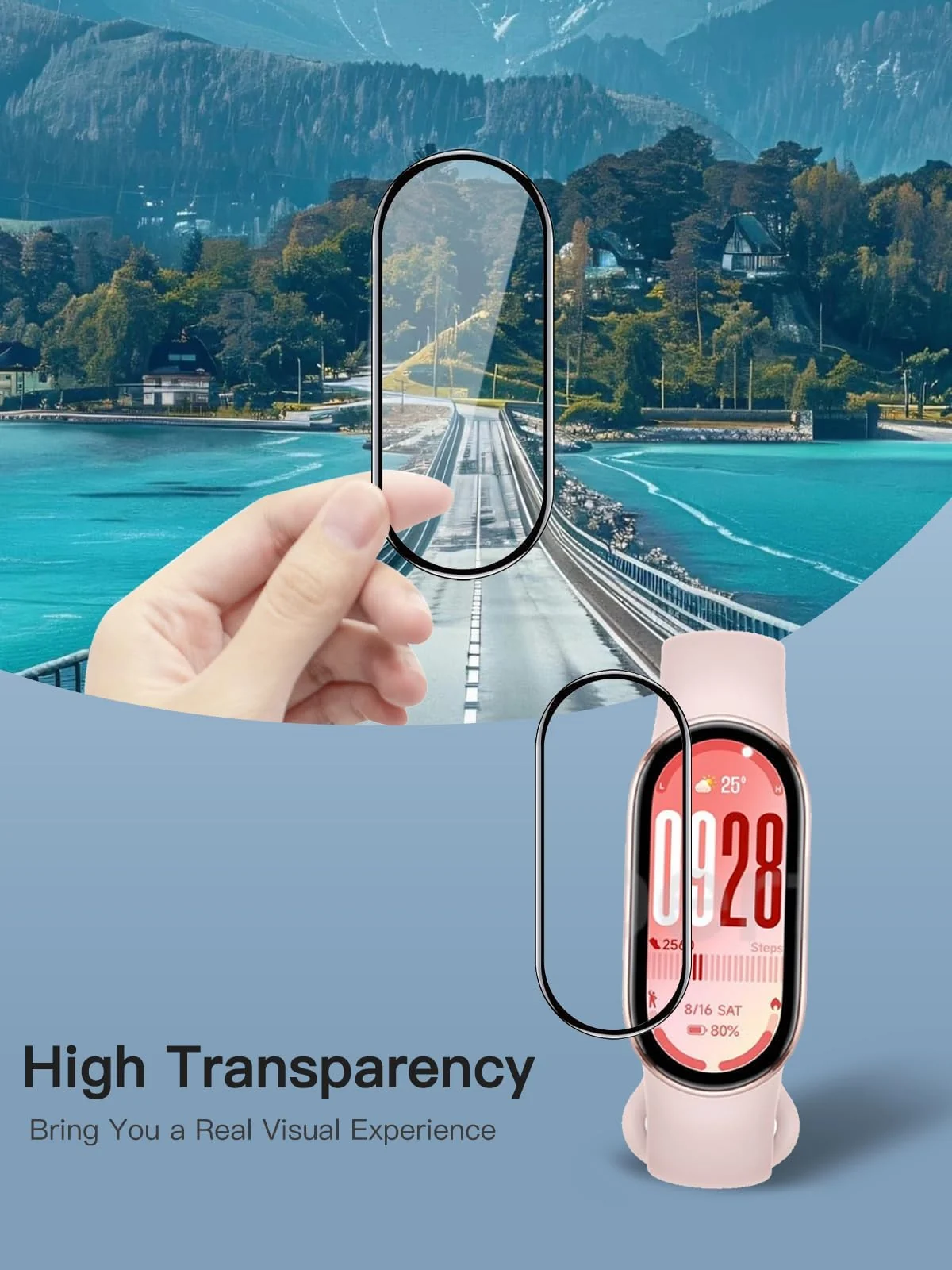 DL3 Mobilak Screen Protector For Xiaomi Mi Band 10/9/8, 3D Curved Soft Edge Protective Film [Anti-Scratch] [Bubble Free] [Ultra Shatterproof] [High Sensitive] (Not Glass) For Xiaomi Smart Band 8/9/10 - Black