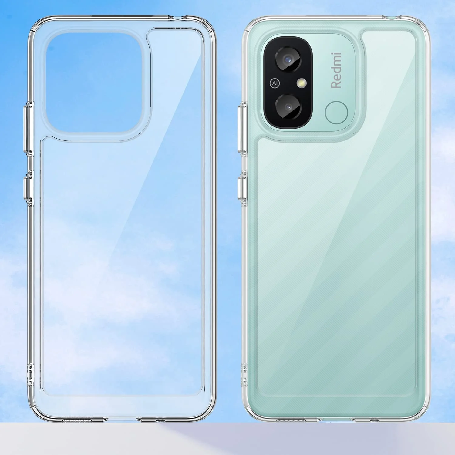 DL3 Mobilak Case Compatible with Xiaomi Redmi 12C Case Crystal Soft TPU Gel Case Flexible Silicone Anti-Scratch Camera Protection TPU Cover - Clear