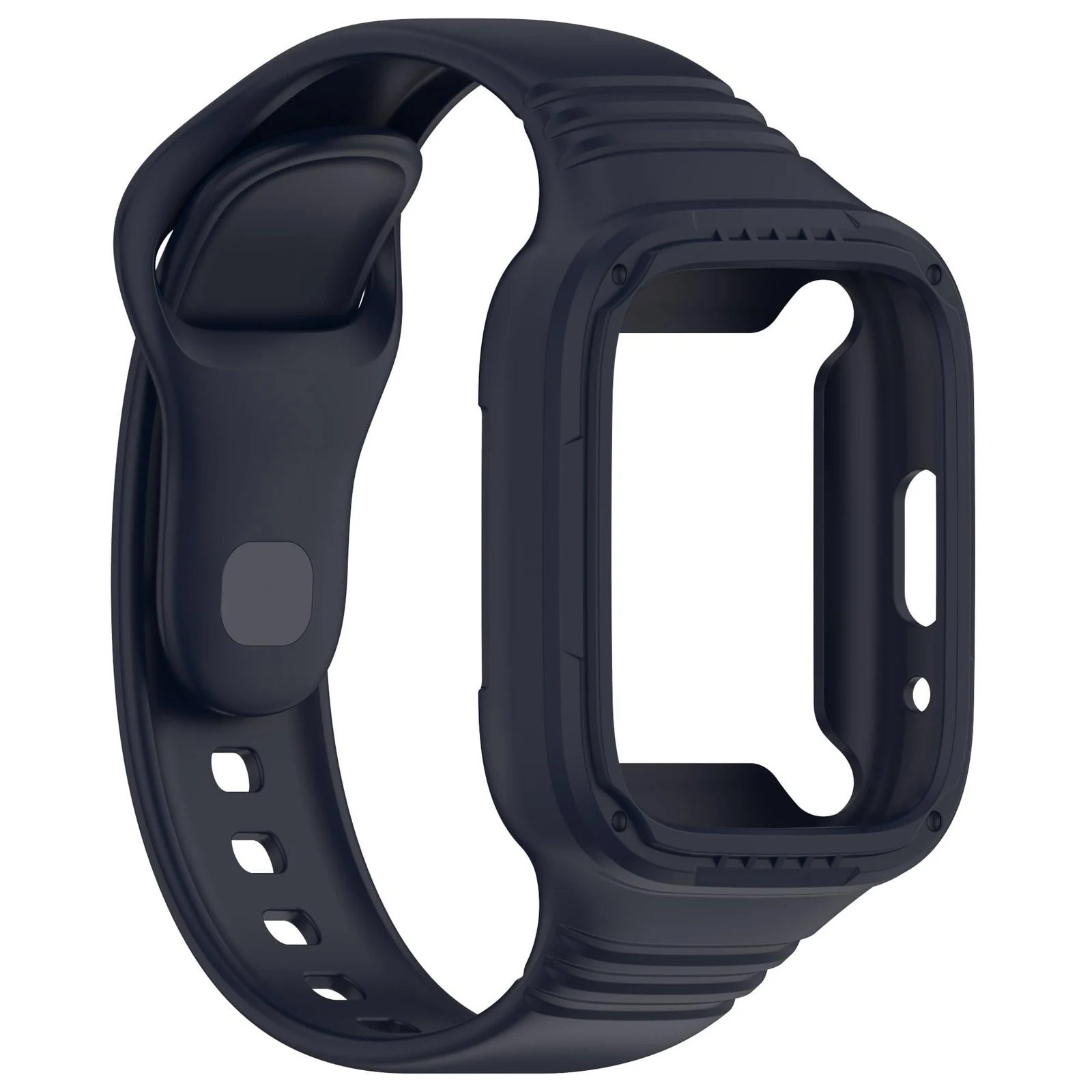 DL3 Mobilak Strap With Cover Compatible with Xiaomi Redmi Watch 3 Lite/Redmi Watch 3 Active, Silicone Sport Band Replacement Watchband with Bumper Case, Adjustable Wristband - Midnight Blue