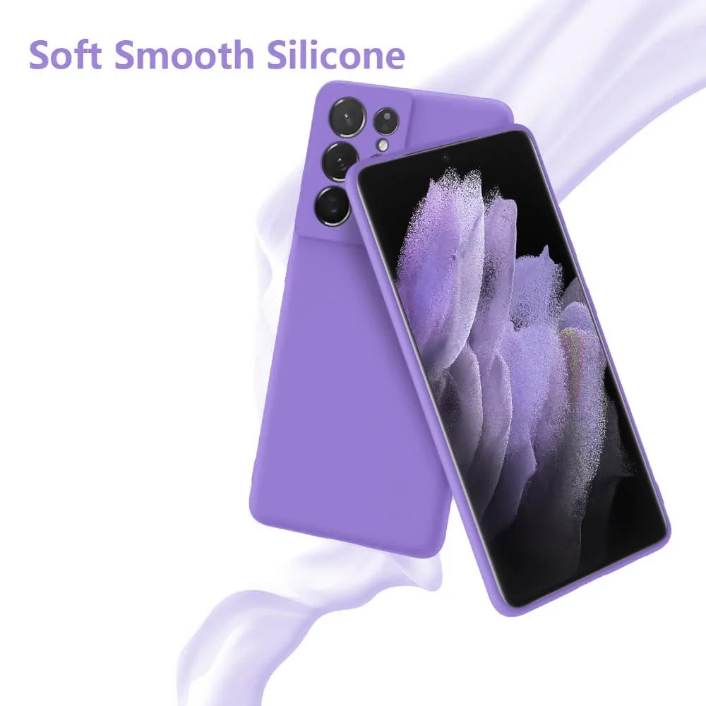 DL3 Mobilak Silicone Protective Case for Samsung Galaxy S21 Ultra 5G, Shock-absorbing protection, Scratch-resistant surface, Soft microfiber lining - Light Purple