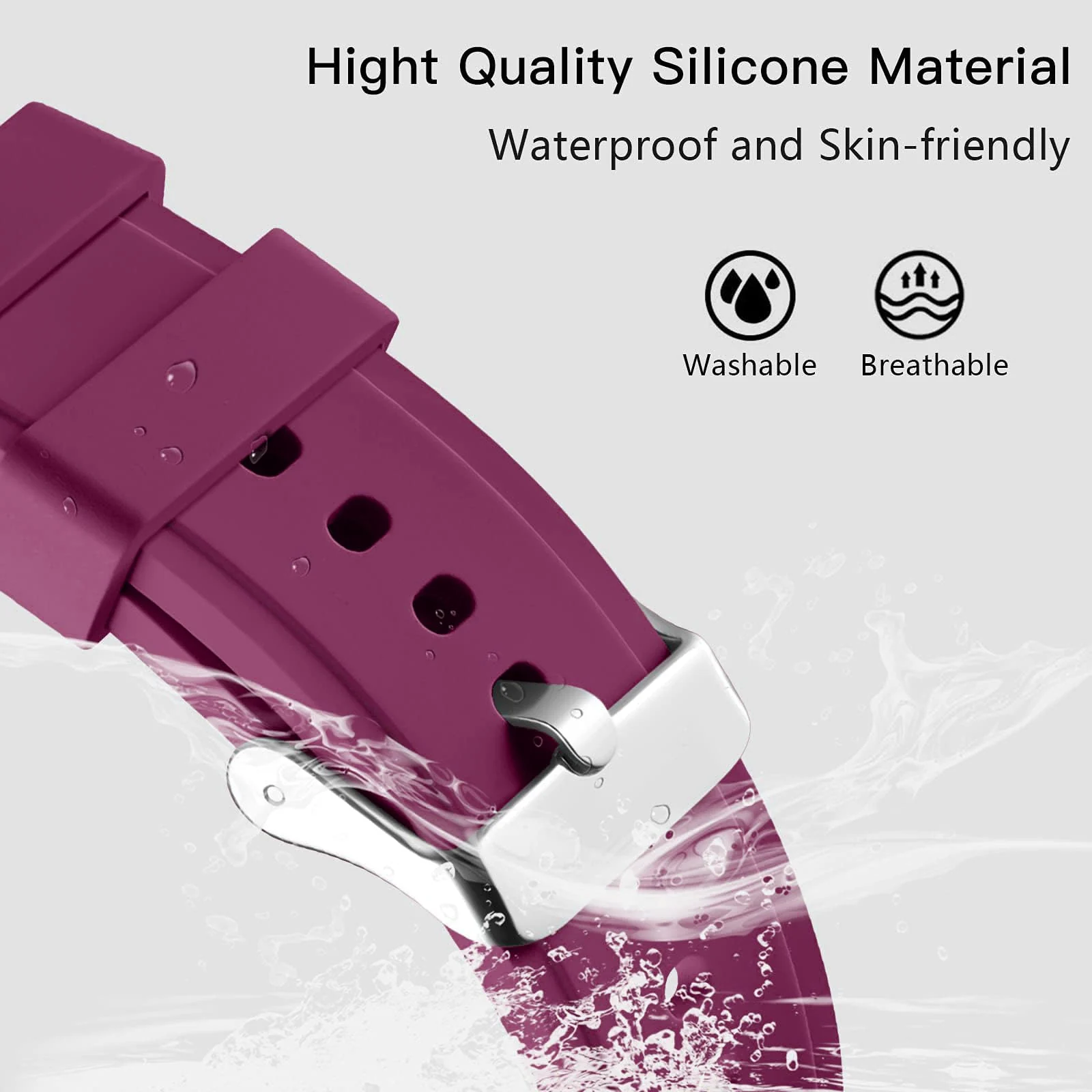 DL3 Mobilak No Gap Bands Compatible with Samsung Galaxy Watch 7 5 4 6 Band 44mm 40mm/Watch 5 Pro 45mm/Galaxy Watch 4 Classic 46mm 42mm Strap,20mm Quick Release Sport Replacement Bands for Women Men - Purplish Red