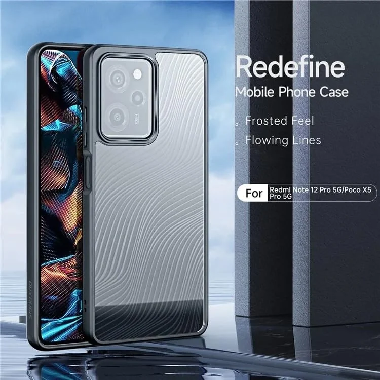 DL3 Mobilak Compatible with Xiaomi Redmi Note 12 Pro 5G / Poco X5 Pro 5G Case Waterproof, Full-Body Heavy Duty Shockproof Phone Case, Translucent Matte Cover, Built-in Camera Lens Protective - Black