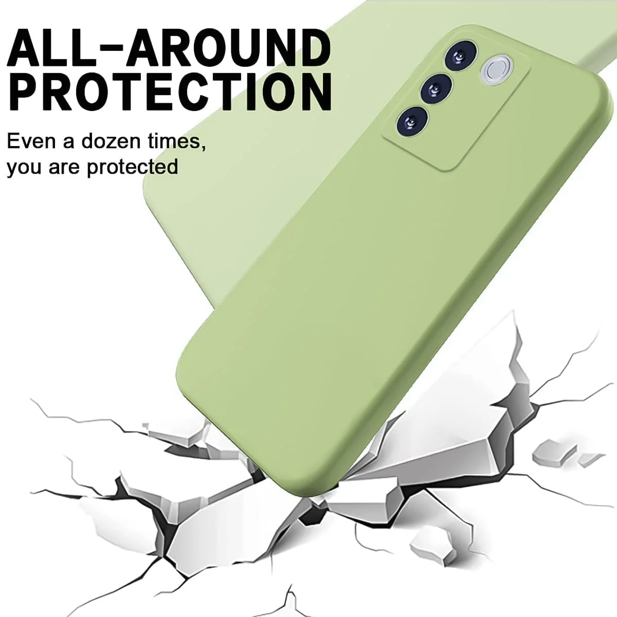 DL3 Mobilak Liquid Silicone Case for vivo V27e / vivo S16e, Shock-absorbing protection, Scratch-resistant surface, Soft microfiber lining - Mint Green