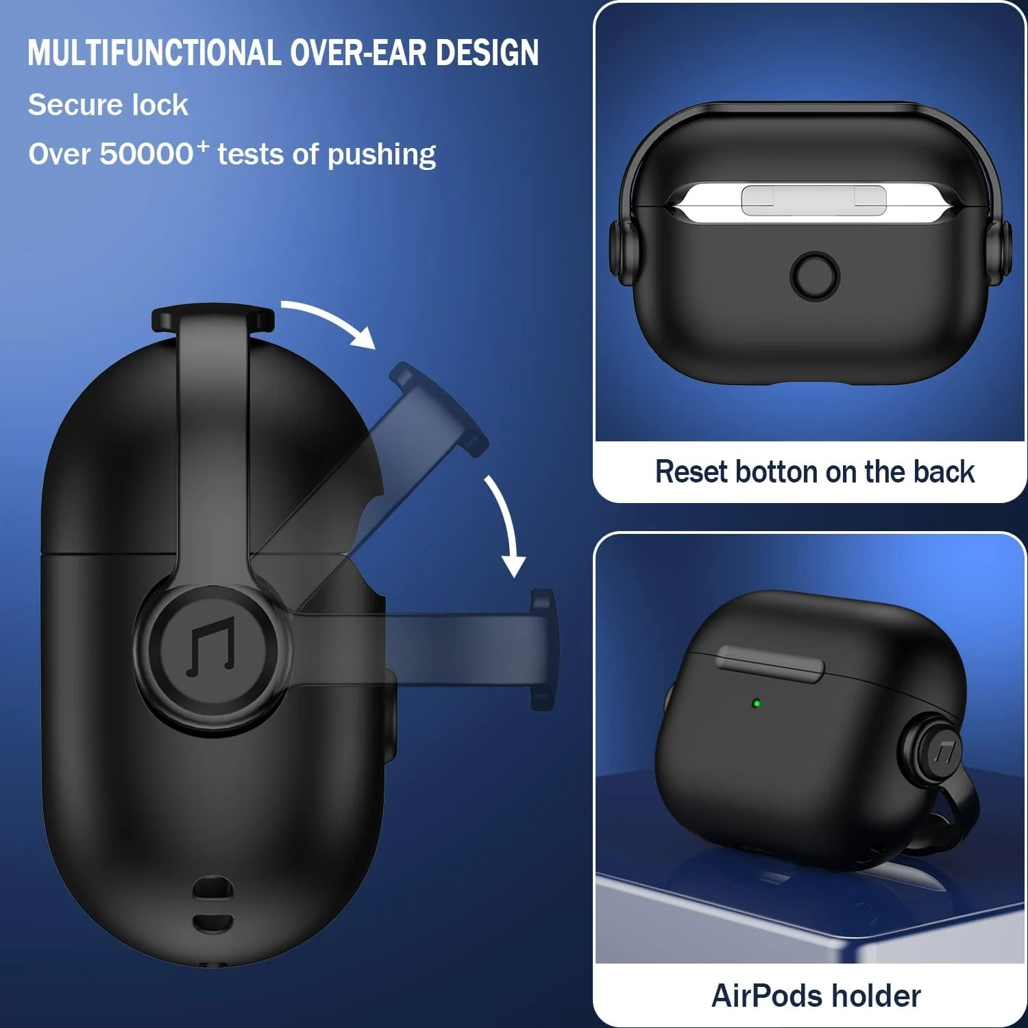 DL3 Mobilak Protective Case for AirPods Pro 2 [With Closure Lid] [Front LED Visible] [With Wrist Strap] Skin Case Compatible with 2022 AirPods Pro 2nd Generation - Black White