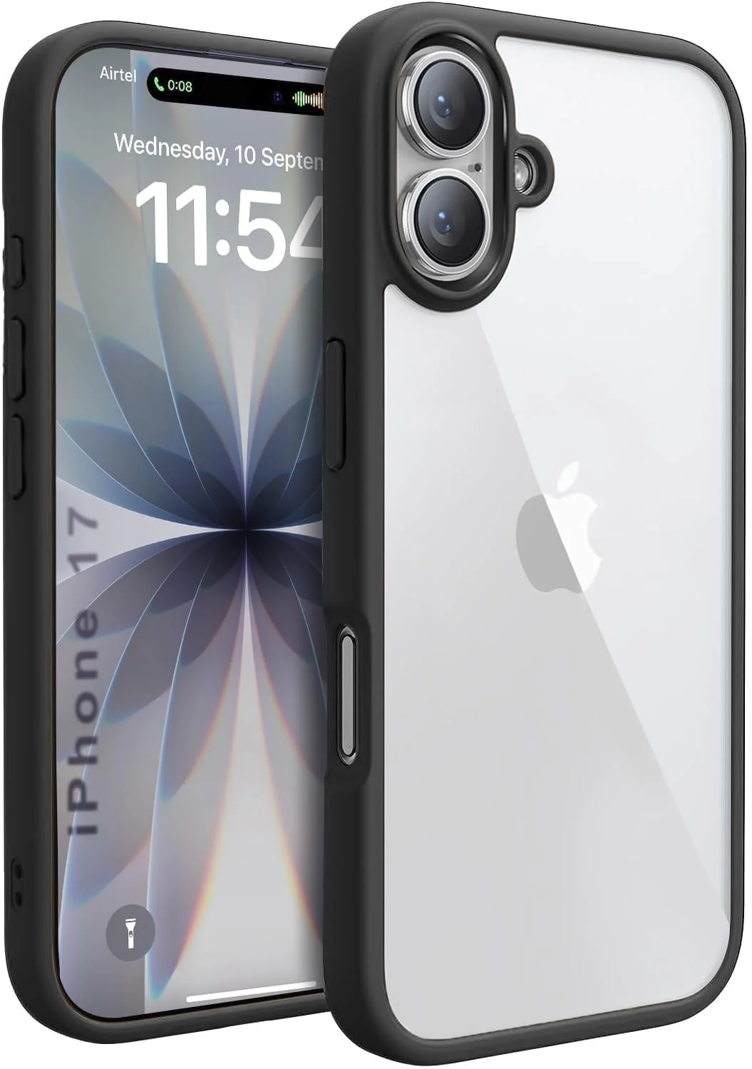 DL3 Mobilak Clear TPU Case for iPhone 17 6.3-Inch, Shock-absorbing protection, Anti-fingerprint finish, Non-slip grip - Black