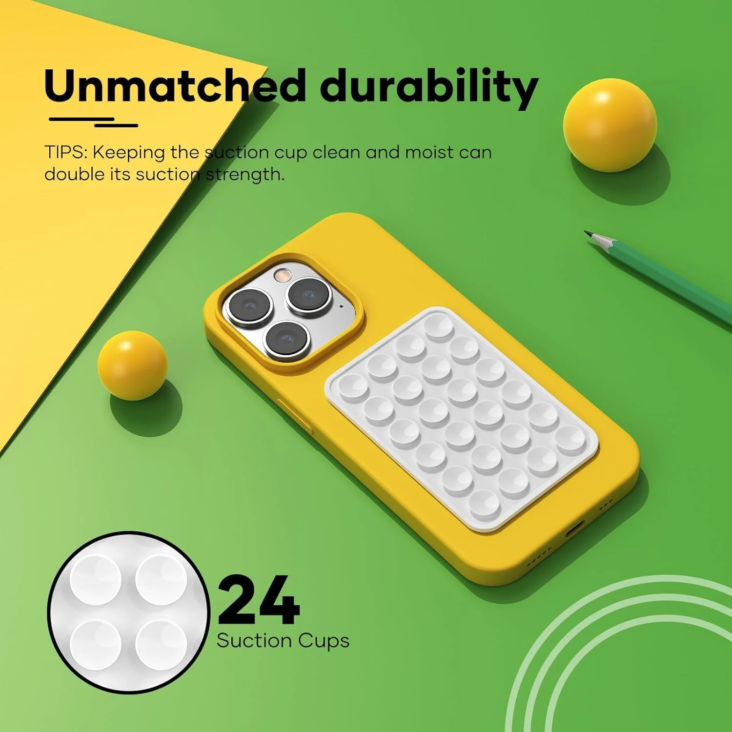 DL3 MOBILAK Silicone Suction Phone Case Mount, Sillicon Adhesive Phone Accessory for iPhone and Android, Hands-Free Fidget Toy Mirror Shower Phone Strong Grip Holder, Videos and Selfies - White