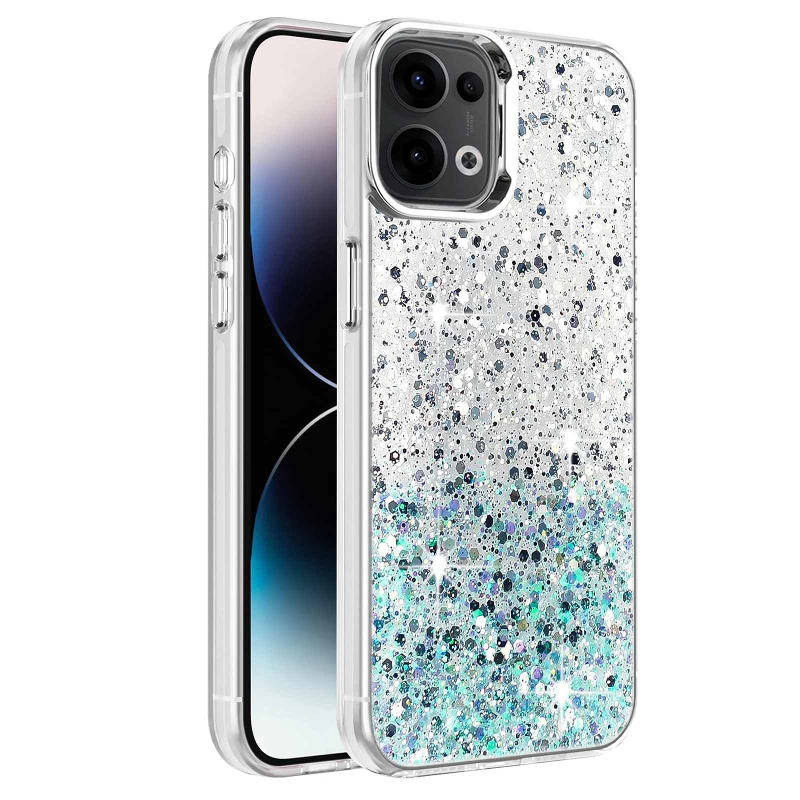 Oppo Reno 13 5G / Oppo Reno13 5G Case / Clear Glitter Bling Sparkly — DL3 Mobilak Glitter Protective Case for OPPO Reno 13 5G / OPPO Reno13 5G, Supports wireless charging, Camera protection, Shock-absorbing protection