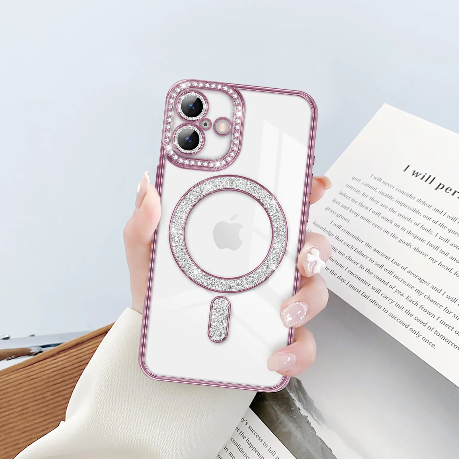 DL3 Mobilak MagSafe-Compatible Magnetic Case for iPhone 16 Plus with Camera Protection and Magnetic Car-Mount Support - Pink