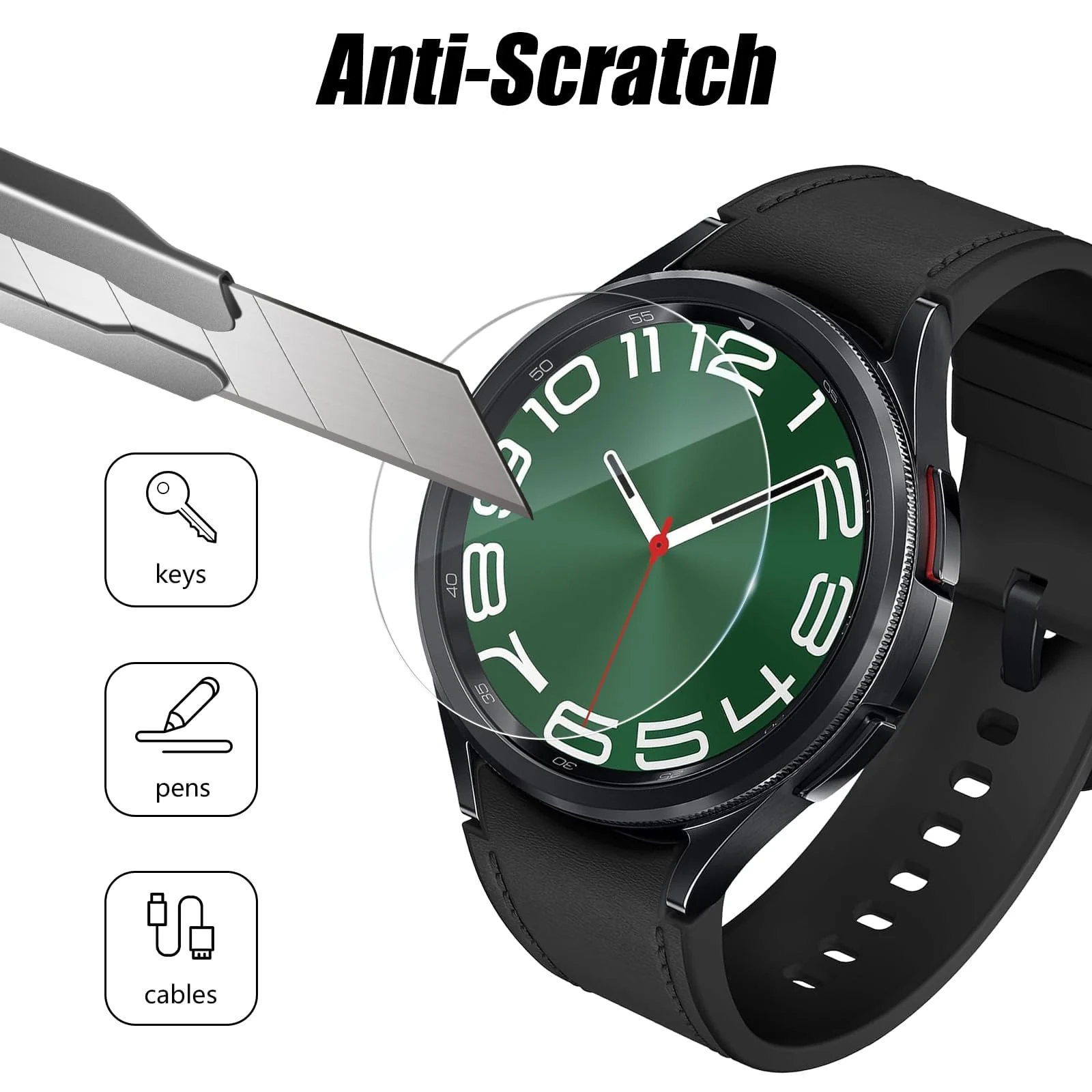 DL3 Mobilak Screen Protector For Samsung Galaxy Watch 6 Classic 43mm, 3D Curved Soft Edge Protective Film [Anti-Scratch] [Bubble Free] [Ultra Shatterproof] [High Sensitive] (Not Glass) - Black
