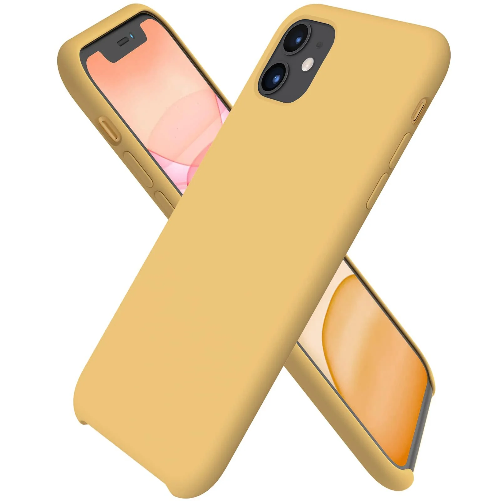 DL3 Mobilak Liquid Silicone Protective Case for iPhone 11 (6.1 Inch) with Camera Protection and Microfiber Lining - Honey Yellow