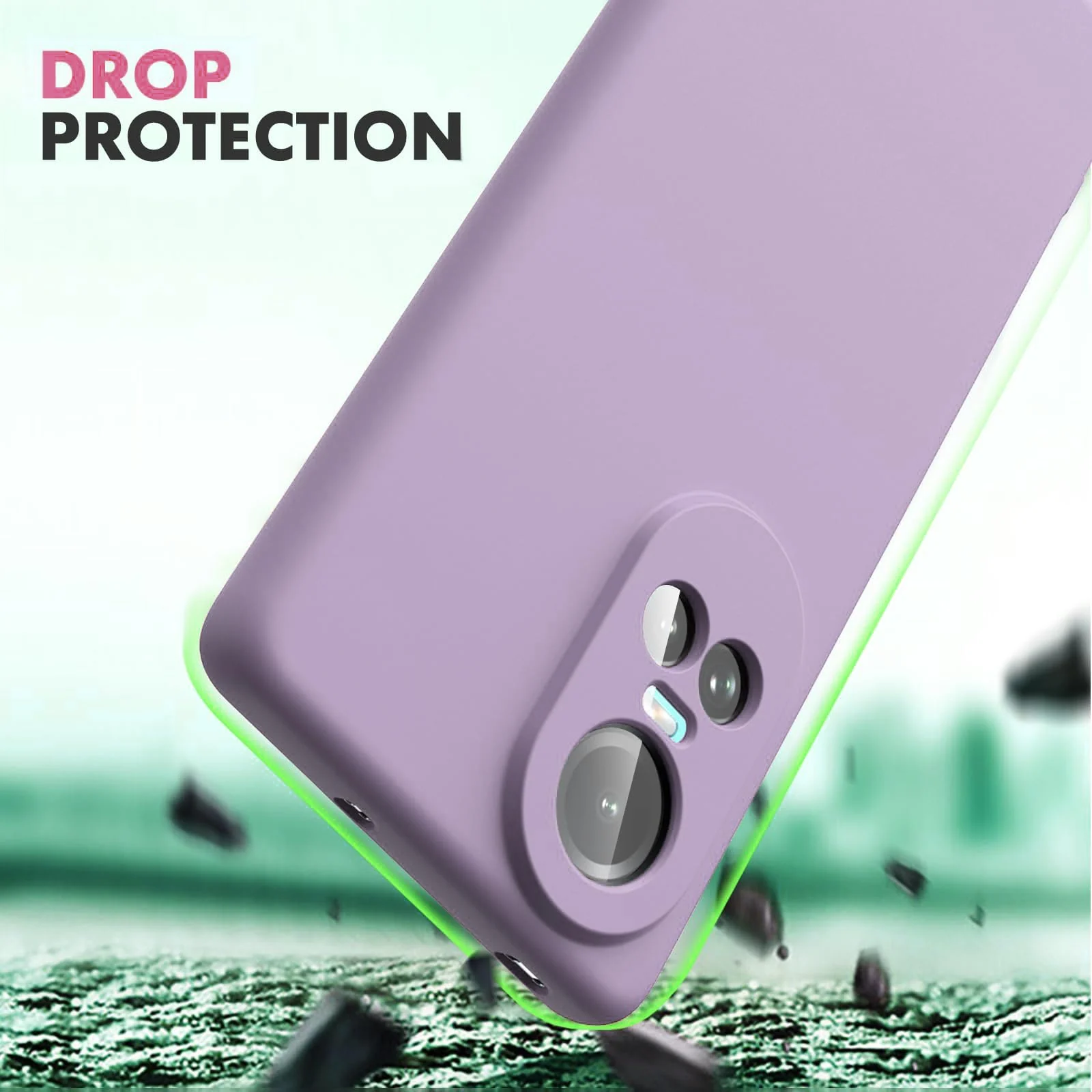DL3 Mobilak Liquid Silicone Protective Case with Soft Microfiber Lining with Full Camera Protection for OPPO Reno 10 5G / OPPO Reno 10 Pro 5G - Lavender