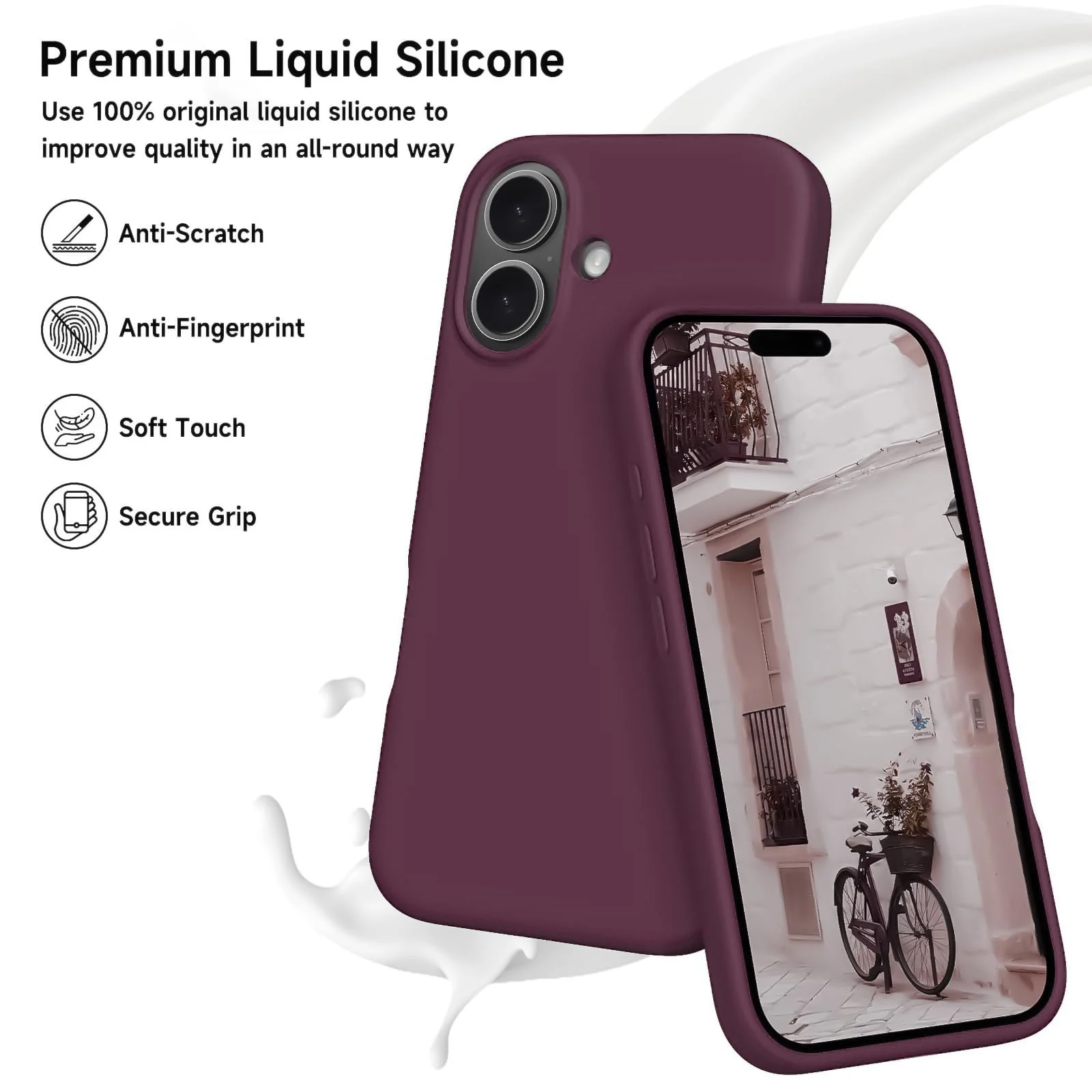 DL3 Mobilak Liquid Silicone Case for iPhone 17 6.3-Inch, Supports wireless charging, Shock-absorbing protection, Scratch-resistant surface - Wine Red