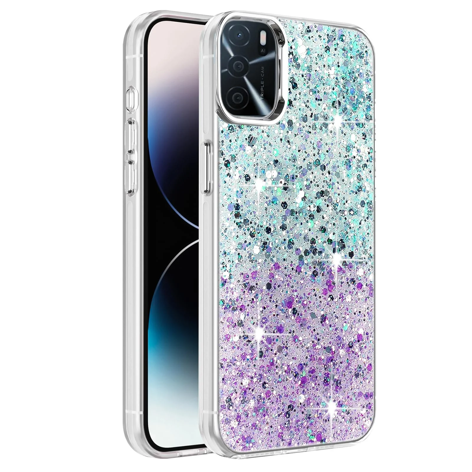 Oppo A16 / Oppo A16s / Oppo A54s — DL3 Mobilak Glitter Protective Case for OPPO A16 / OPPO A16s / OPPO A54s, Supports wireless charging, Camera protection, Shock-absorbing protection