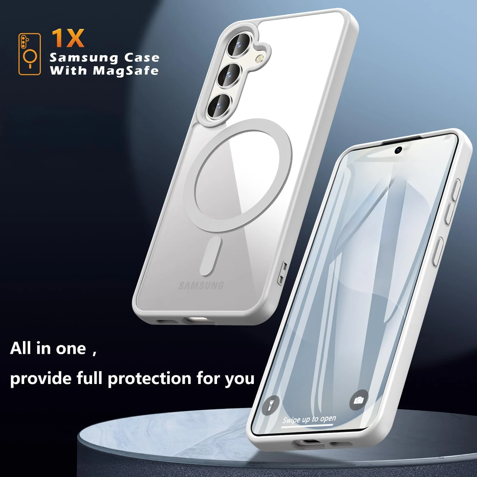 DL3 Mobilak Clear MagSafe-Compatible Magnetic Case for Samsung Galaxy A54 5G with Camera Protection and Magnetic Car-Mount Support - Titanium
