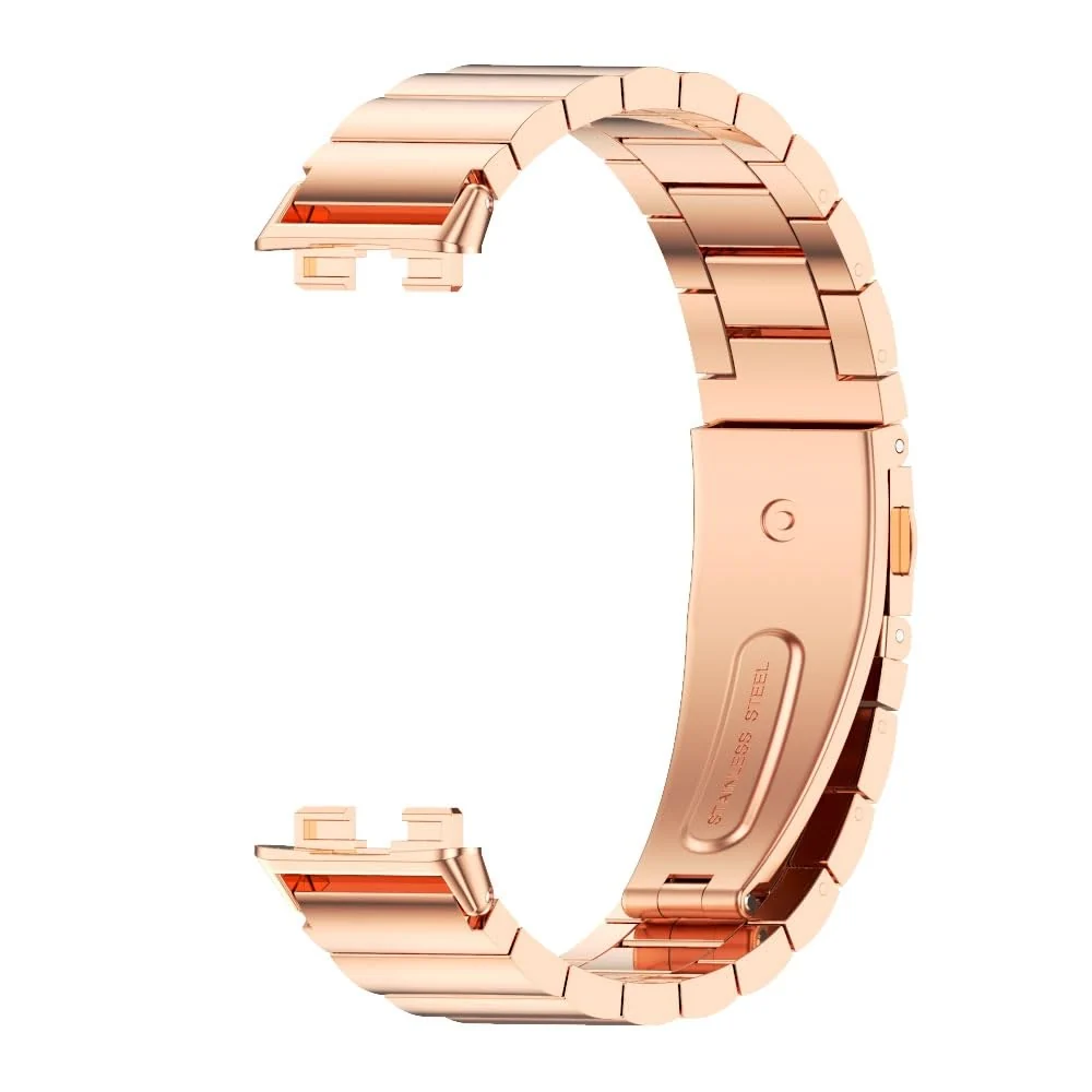 DL3 Mobilak Metal Strap Compatible with HUAWEI Band 10 / HUAWEI Band 9 / HUAWEI Band 8, Stainless Steel Replacement Band with Folding Clasp, Adjustable Replacement Bracelet Wristband - A.Rose Gold